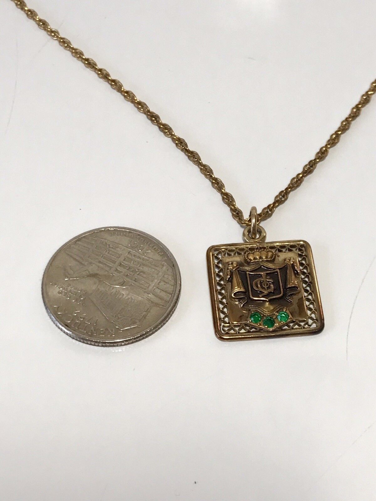 12k Gold Filled Society Pendant & 18” Necklace. 1900's Vintage
