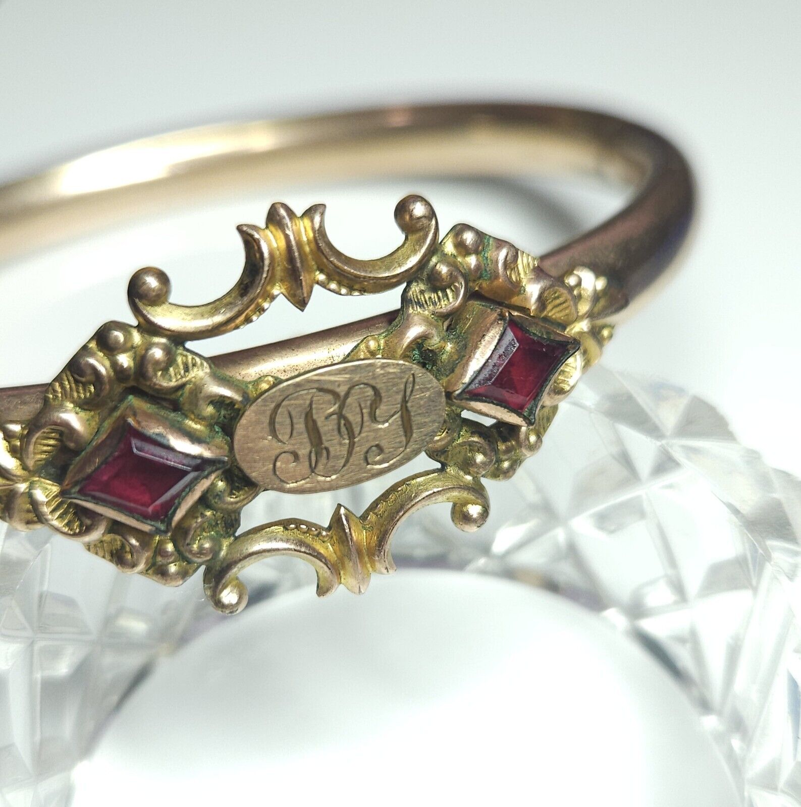 *See Photos* BSF Antique 1800s Bracelet Red Glass Accents *READ*