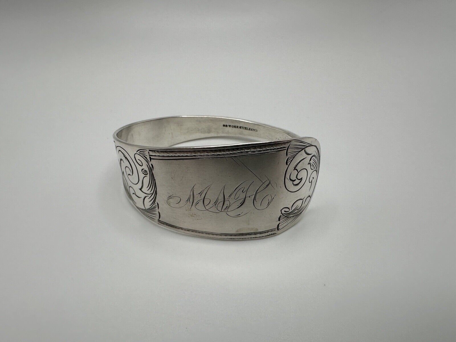 Antique Sterling Silver 1800s MNH Scroll Cuff Bracelet