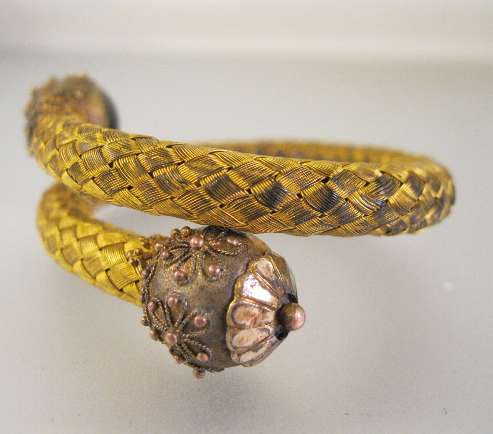 1800s Victorian Era Antique Etruscan Revival Wrap Around Bracelet Gold Filled