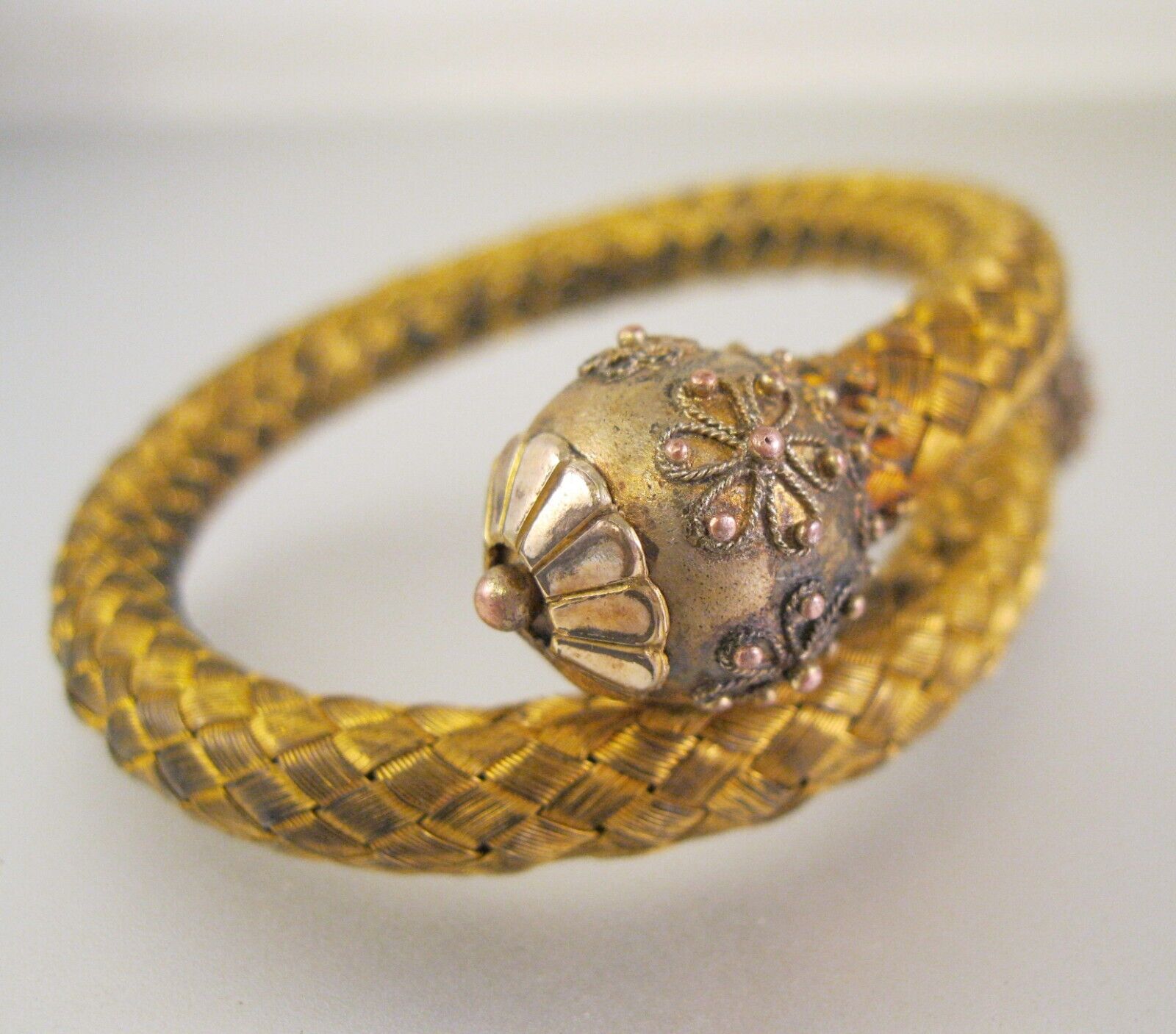 1800s Victorian Era Antique Etruscan Revival Wrap Around Bracelet Gold Filled