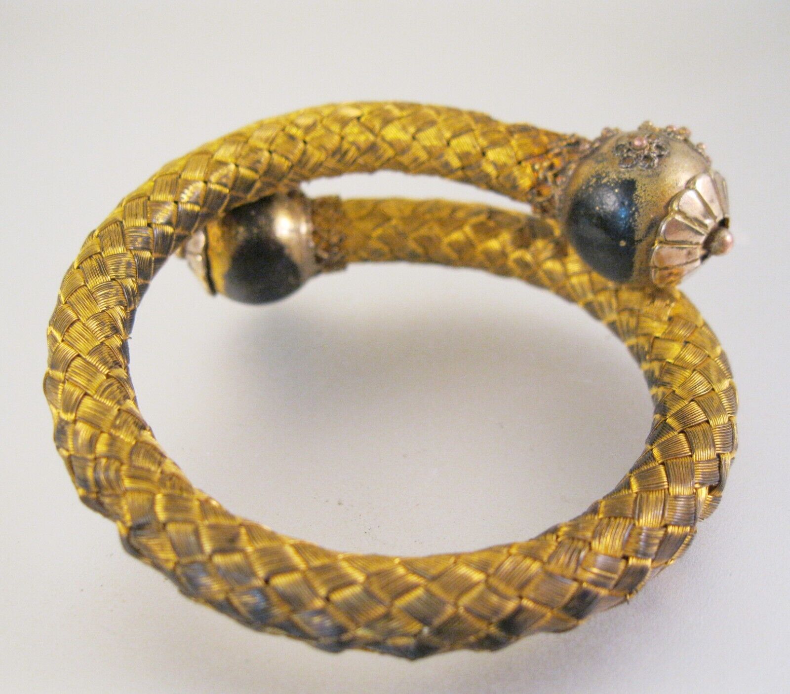 1800s Victorian Era Antique Etruscan Revival Wrap Around Bracelet Gold Filled