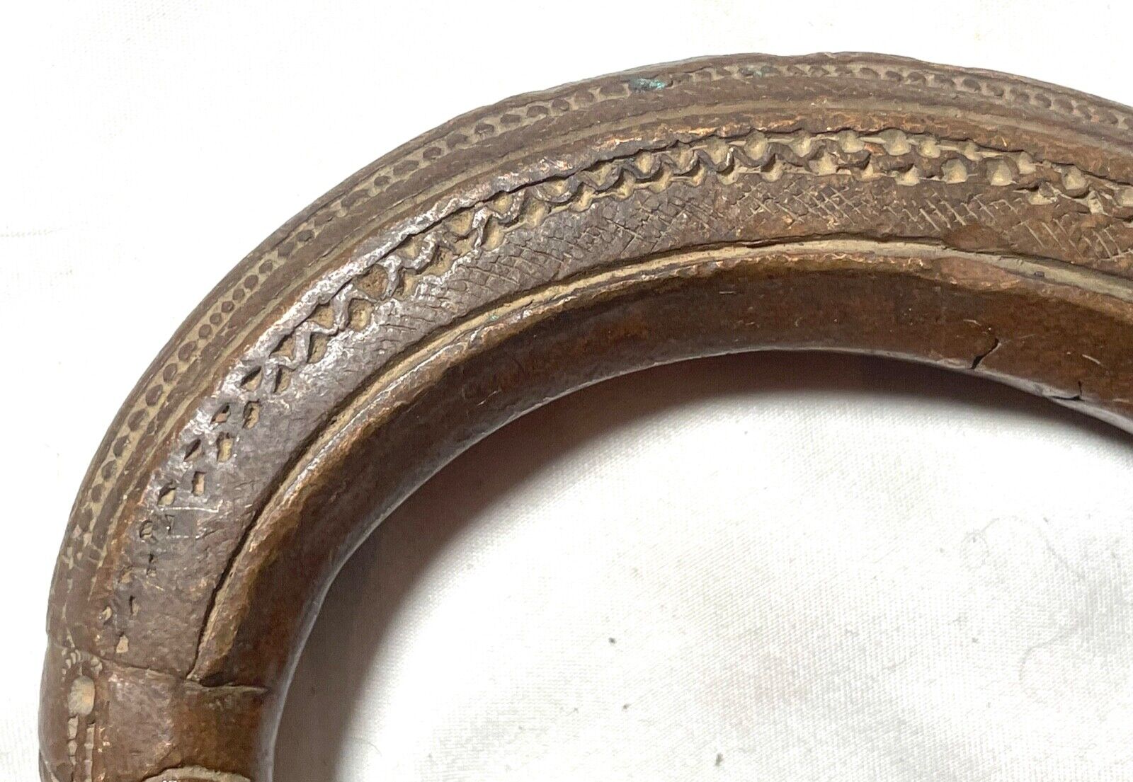 rare 1800's Antique African Niger Baoulé Dogon Bronze Manilla Currency Bracelet^