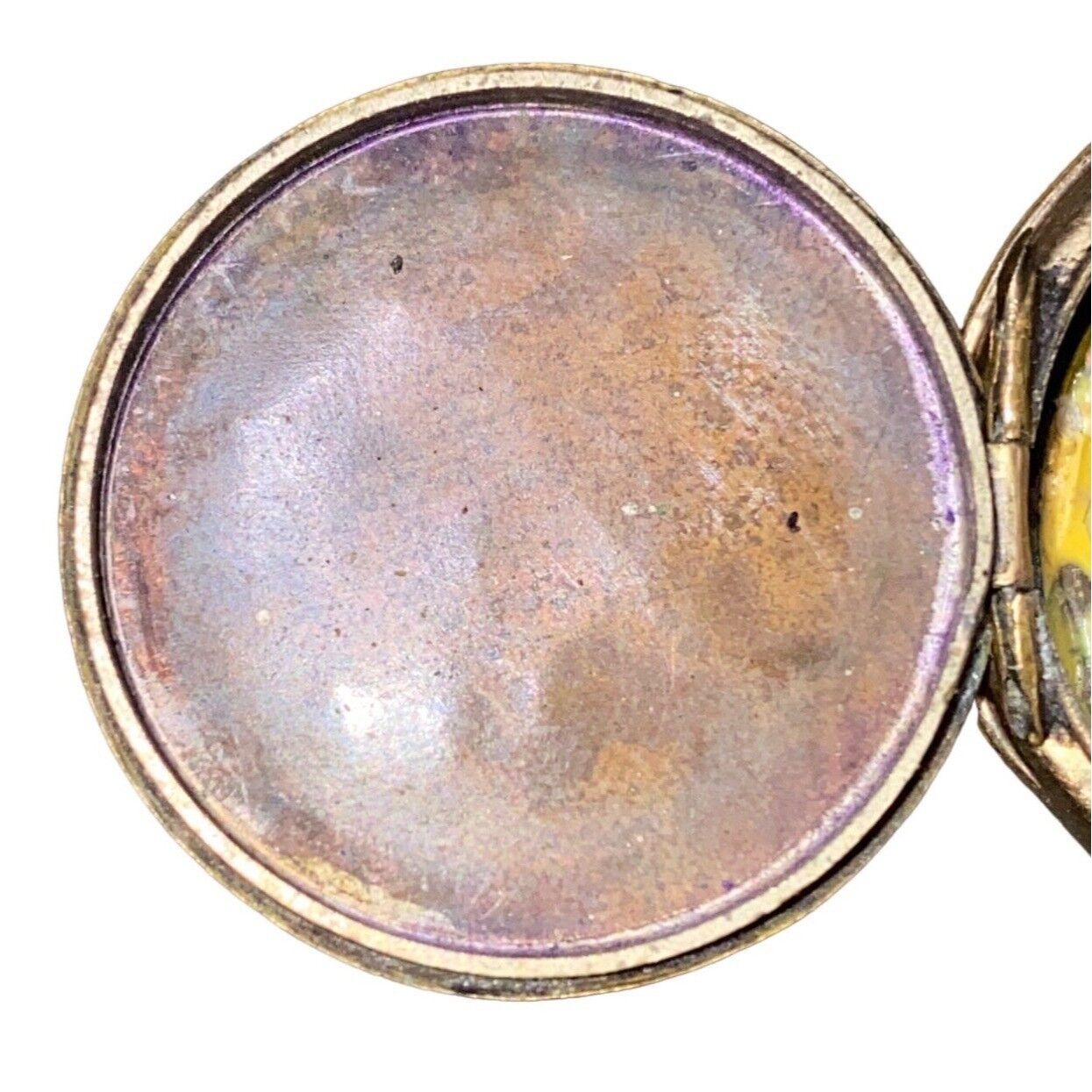 Engraved Floral Enamel Locket 1900s Hair Picture Gold Tone Robin's Egg Blue Roun