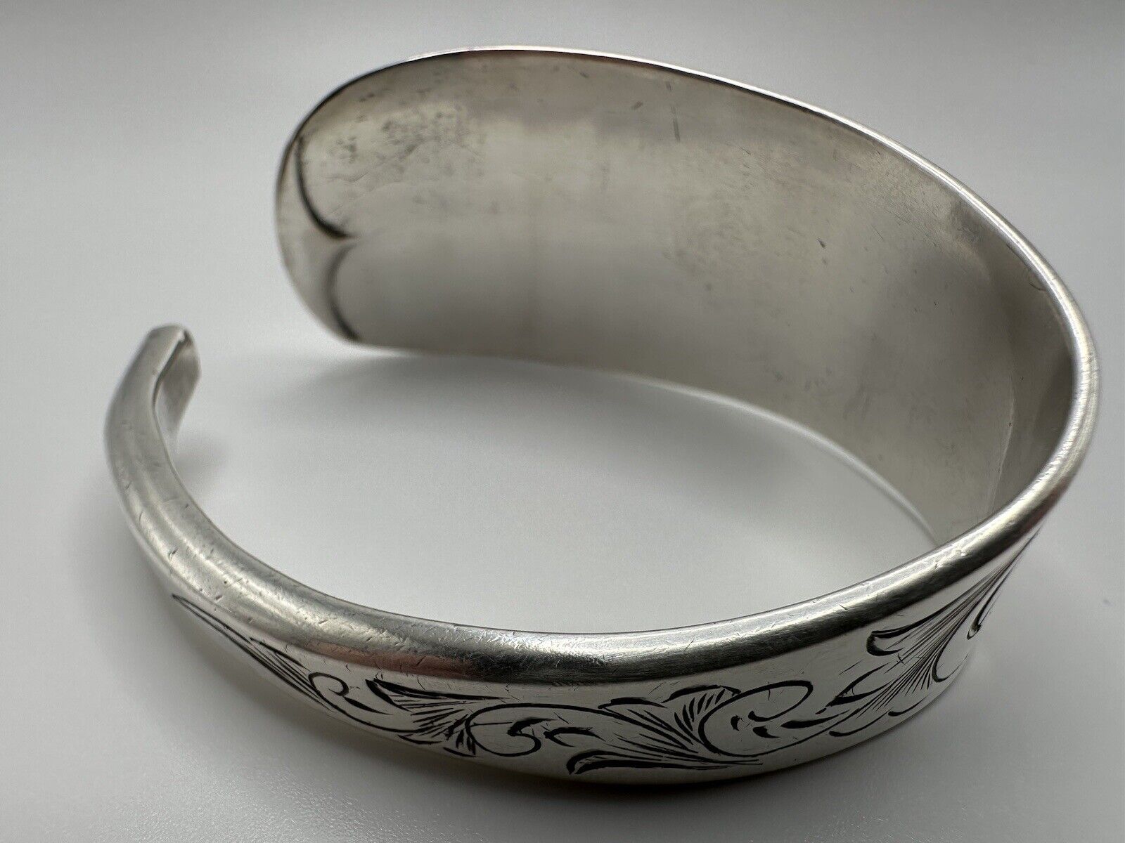 Antique Sterling Silver 1800s MNH Scroll Cuff Bracelet