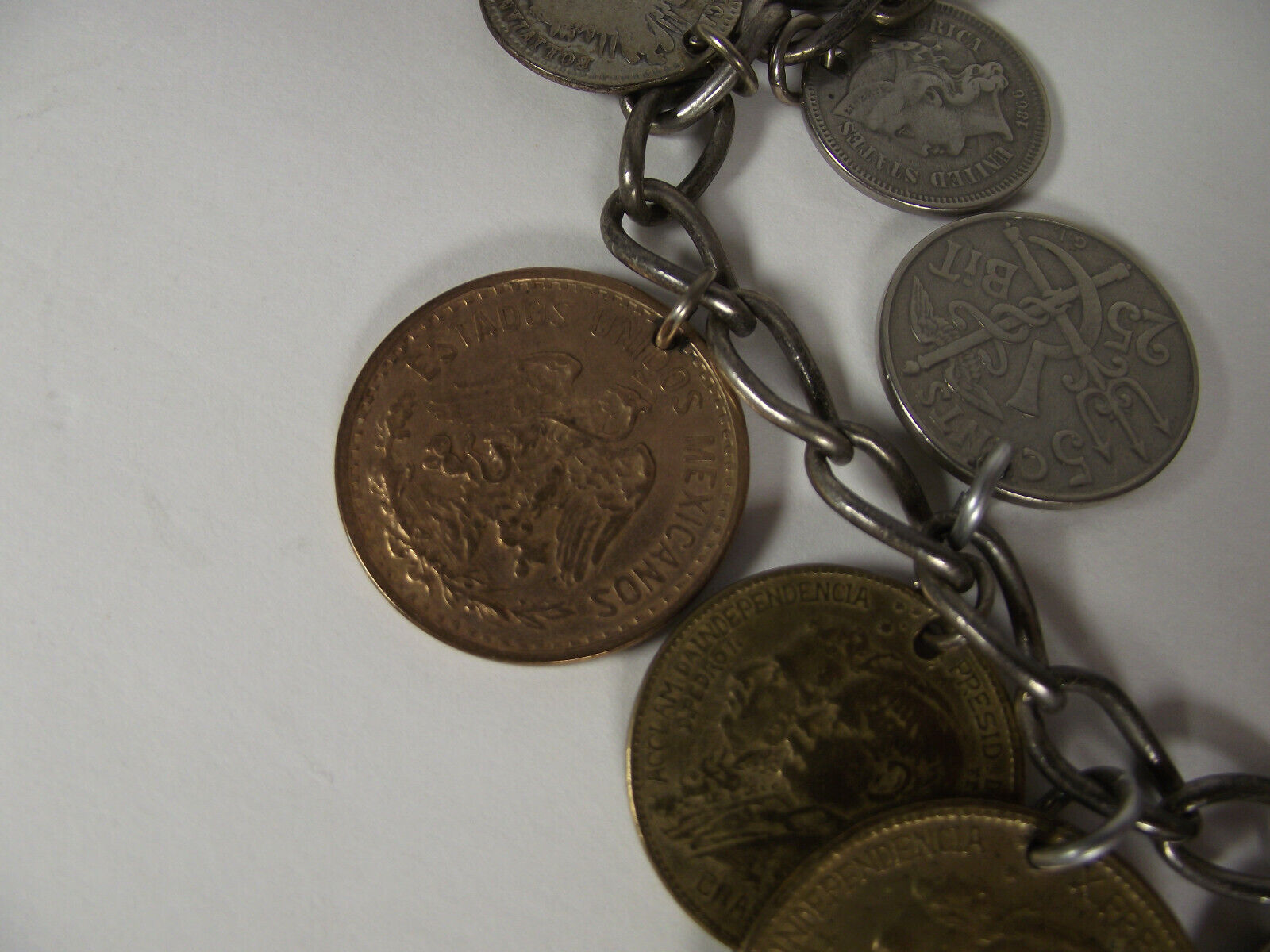 Vintage Coins Sterling Bracelet Foreign US Coins Some Sterling mid 1800s & up da