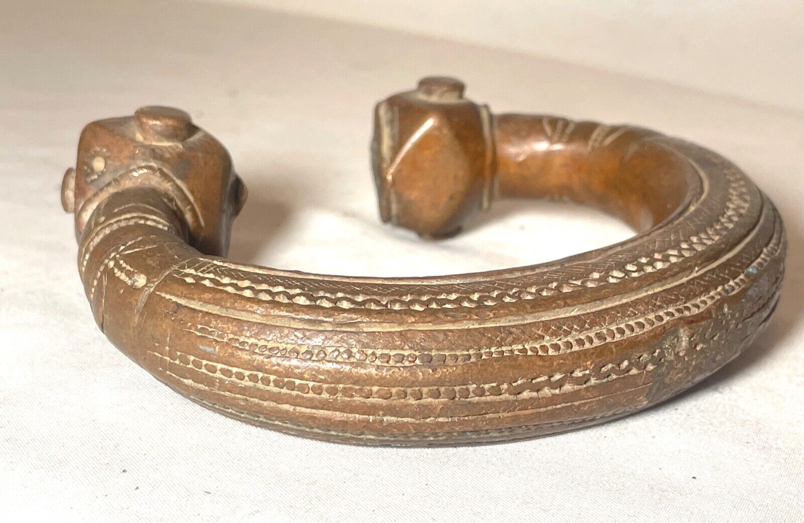 rare 1800's Antique African Niger Baoulé Dogon Bronze Manilla Currency Bracelet^