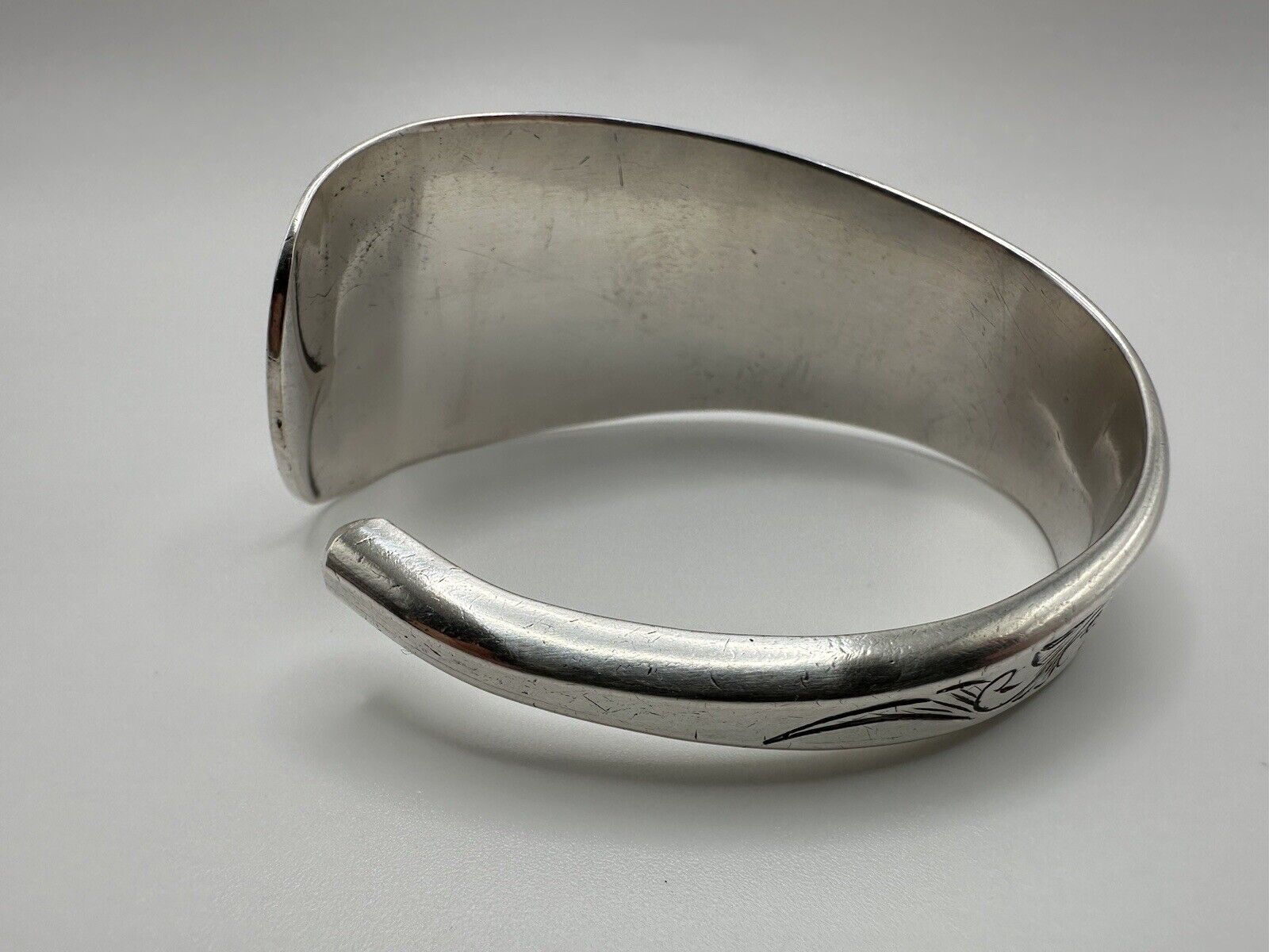 Antique Sterling Silver 1800s MNH Scroll Cuff Bracelet