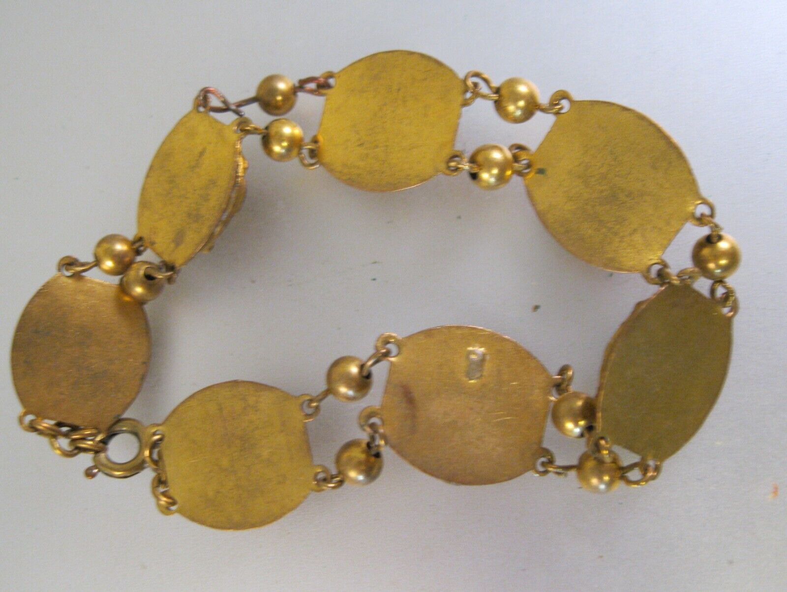 Antique 1800's Victorian Citrine Glass Gold Filled Bracelet 7.5" Jewelry