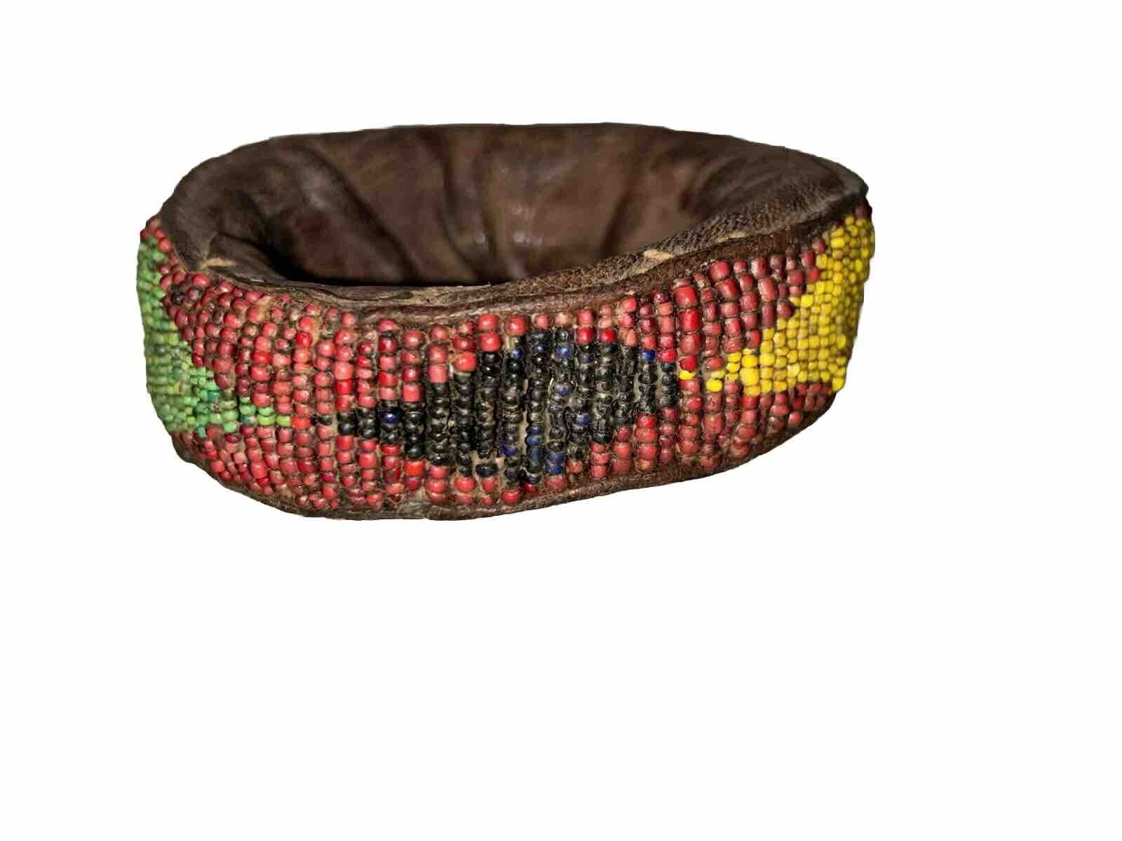 Early 1800s Native American Indian Leather Hide Bracelet