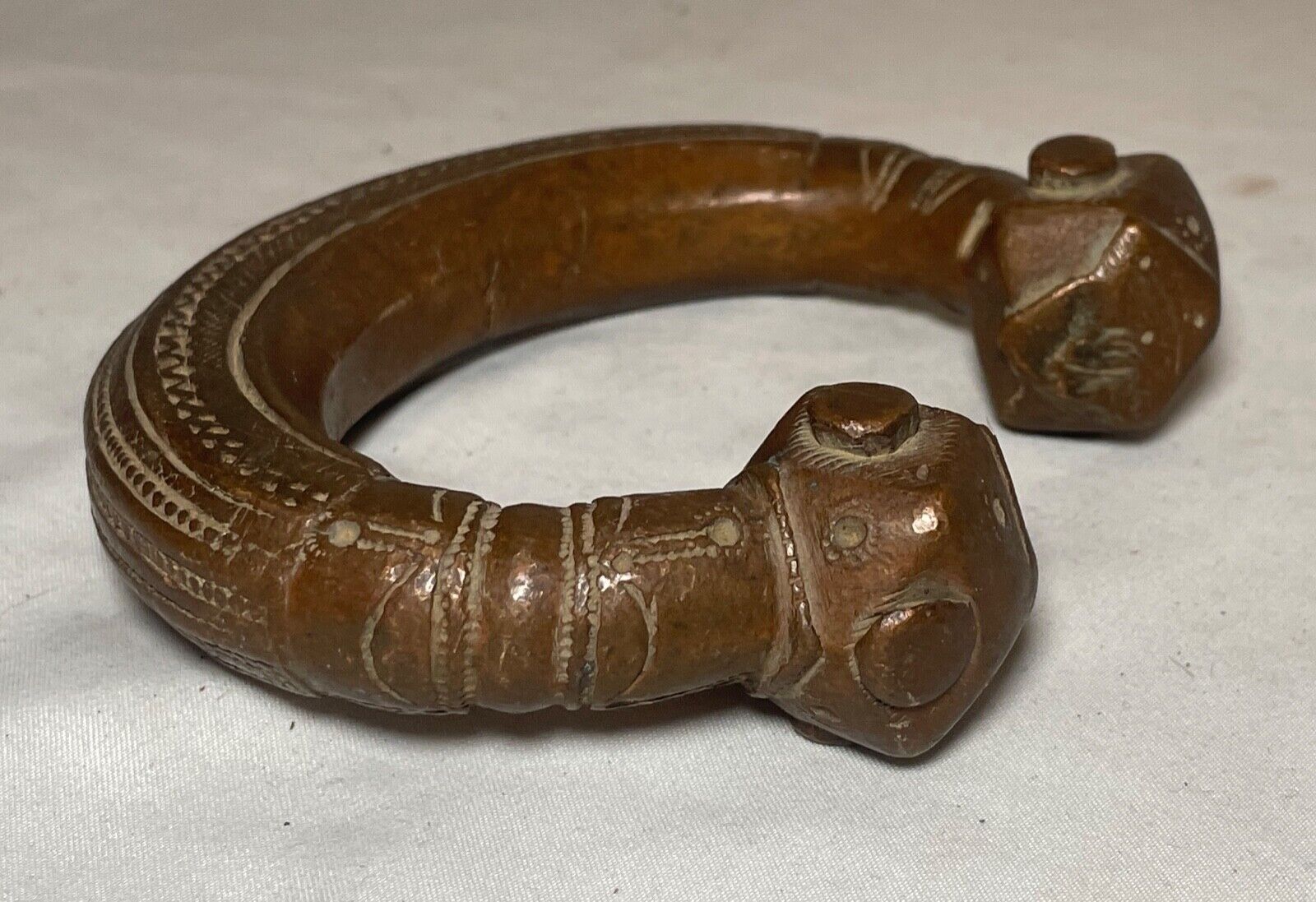 rare 1800's Antique African Niger Baoulé Dogon Bronze Manilla Currency Bracelet^