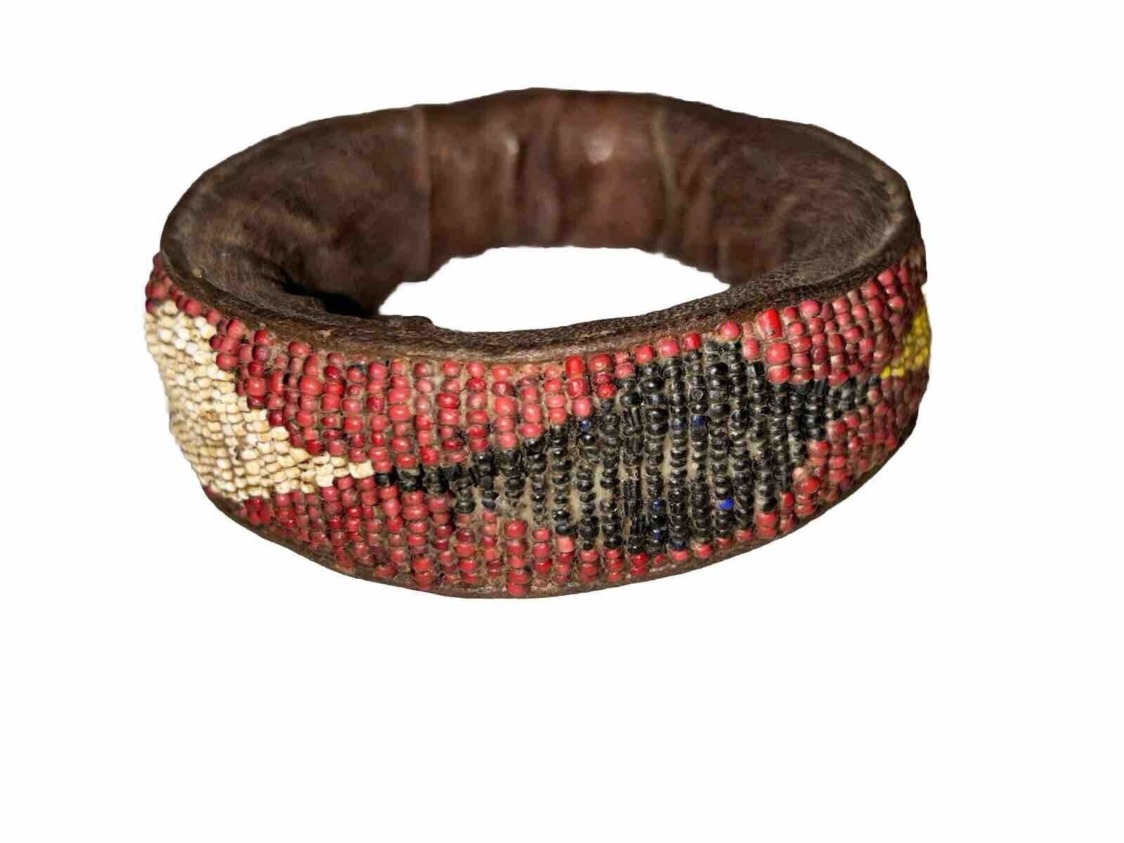 Early 1800s Native American Indian Leather Hide Bracelet