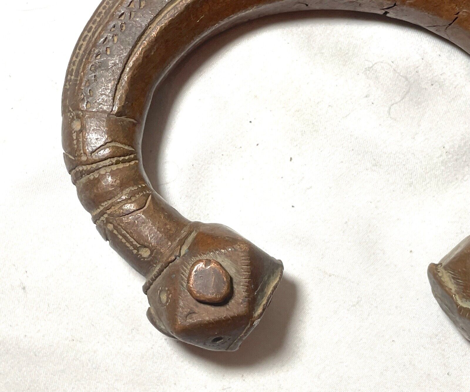 rare 1800's Antique African Niger Baoulé Dogon Bronze Manilla Currency Bracelet^