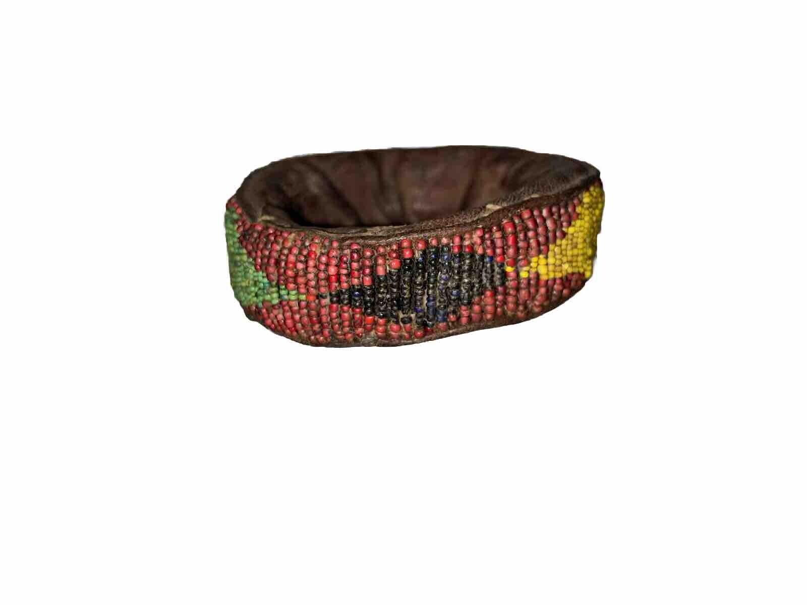 Early 1800s Native American Indian Leather Hide Bracelet