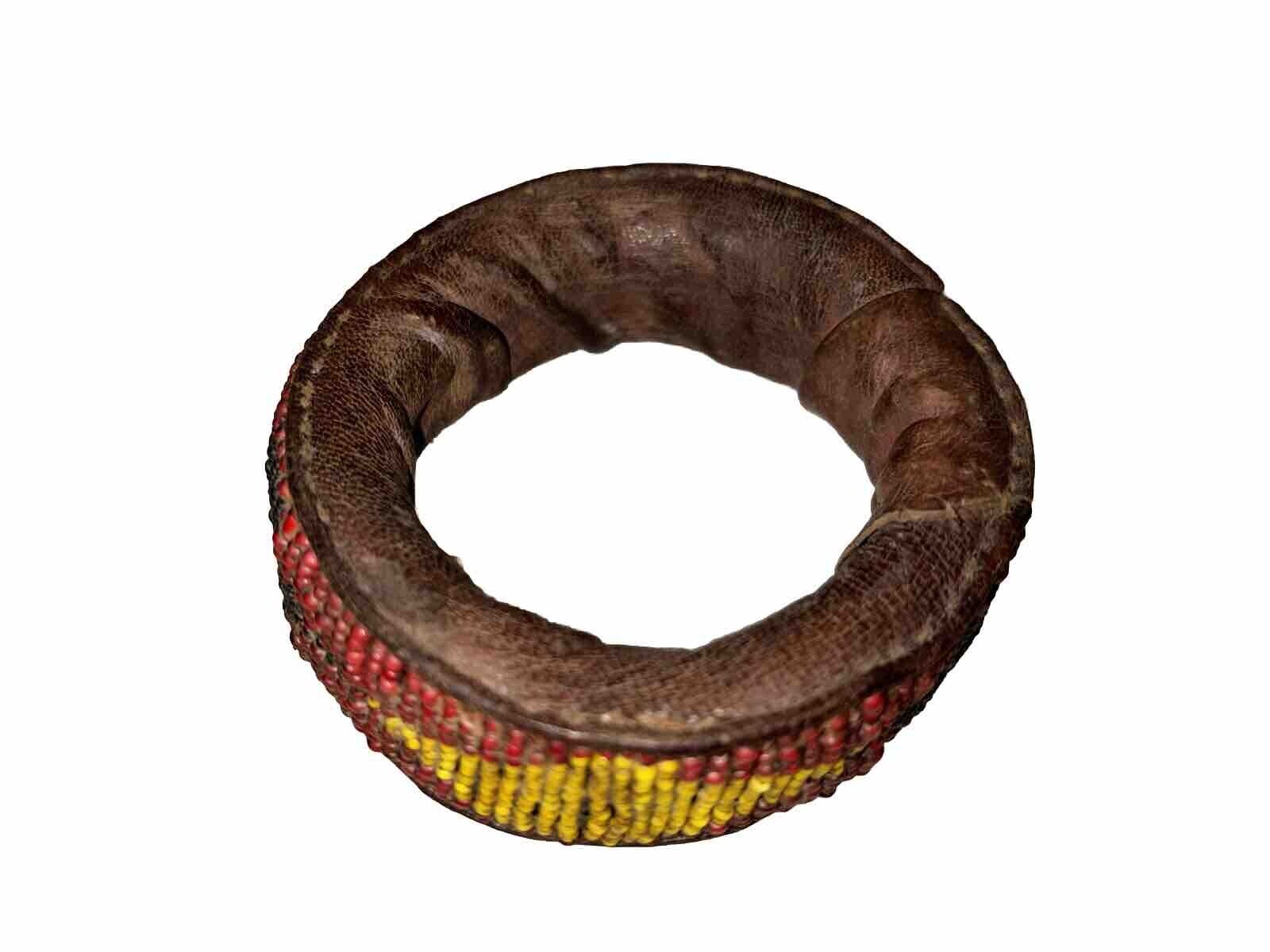 Early 1800s Native American Indian Leather Hide Bracelet