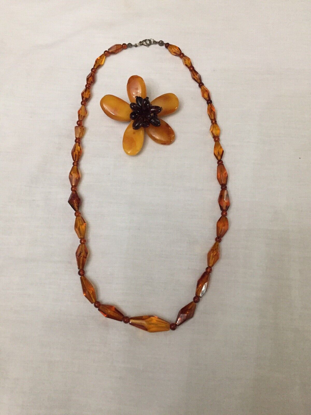 Early 1900s Beautiful Amber Necklace And Broach/Pendant