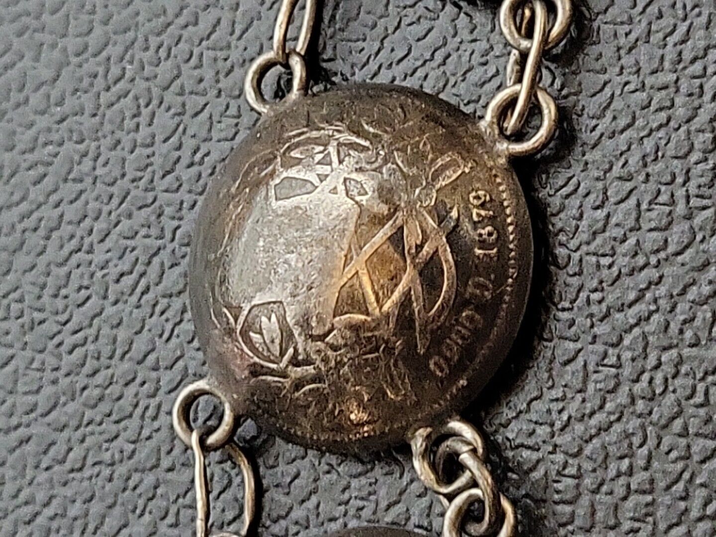 Antique Sterling Silver Coin Bracelet  Republic De Guatemala 1833 1890 Coins