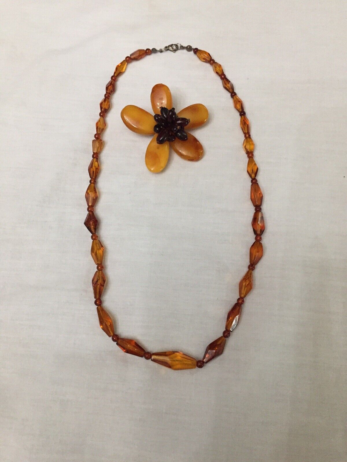 Early 1900s Beautiful Amber Necklace And Broach/Pendant