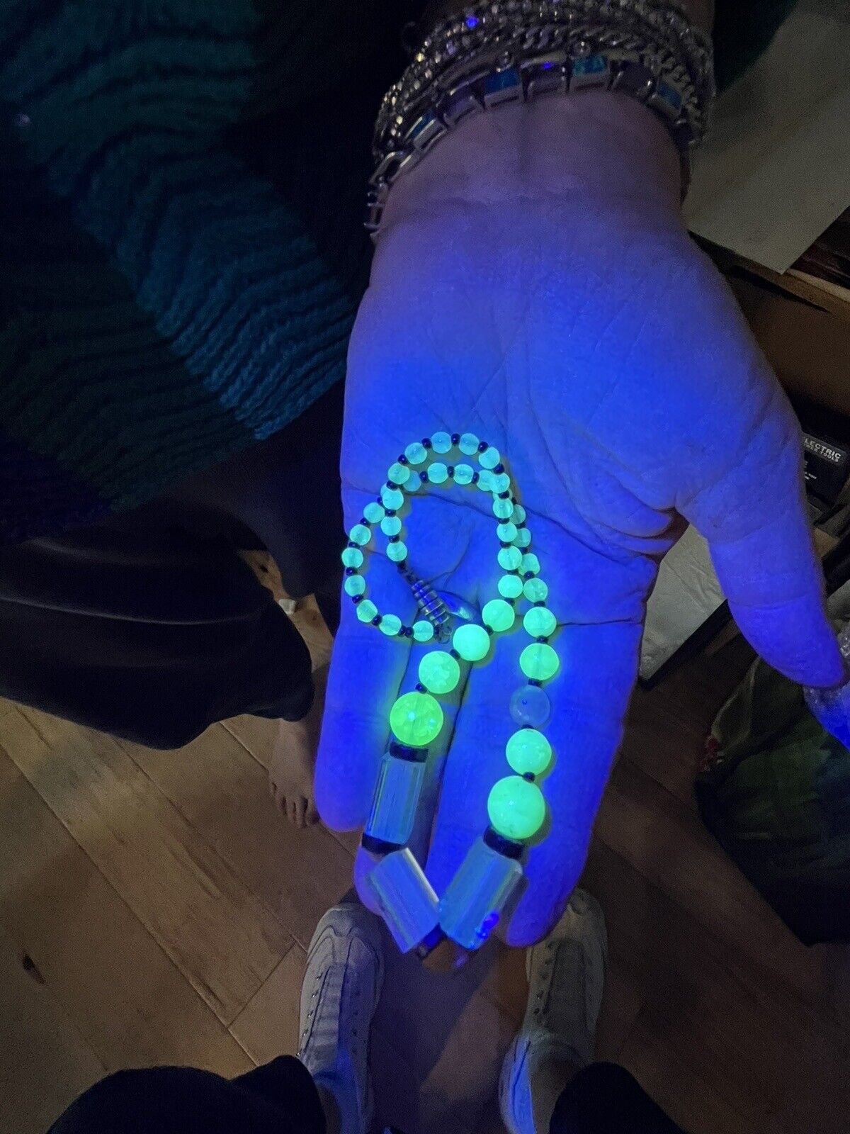 Antique Early 1900’s ART DECO Uranium CZECH Glass Bead Necklace