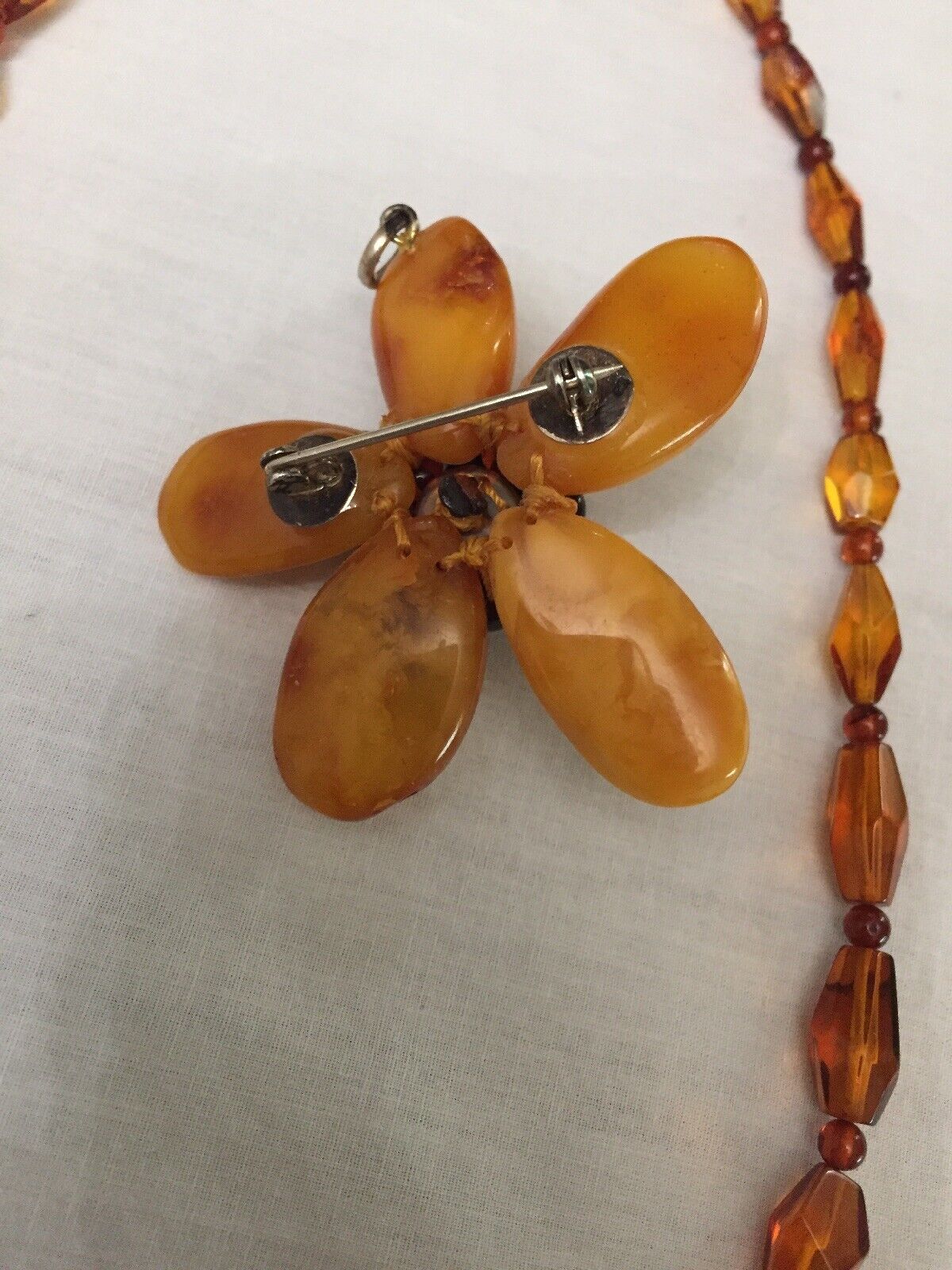 Early 1900s Beautiful Amber Necklace And Broach/Pendant