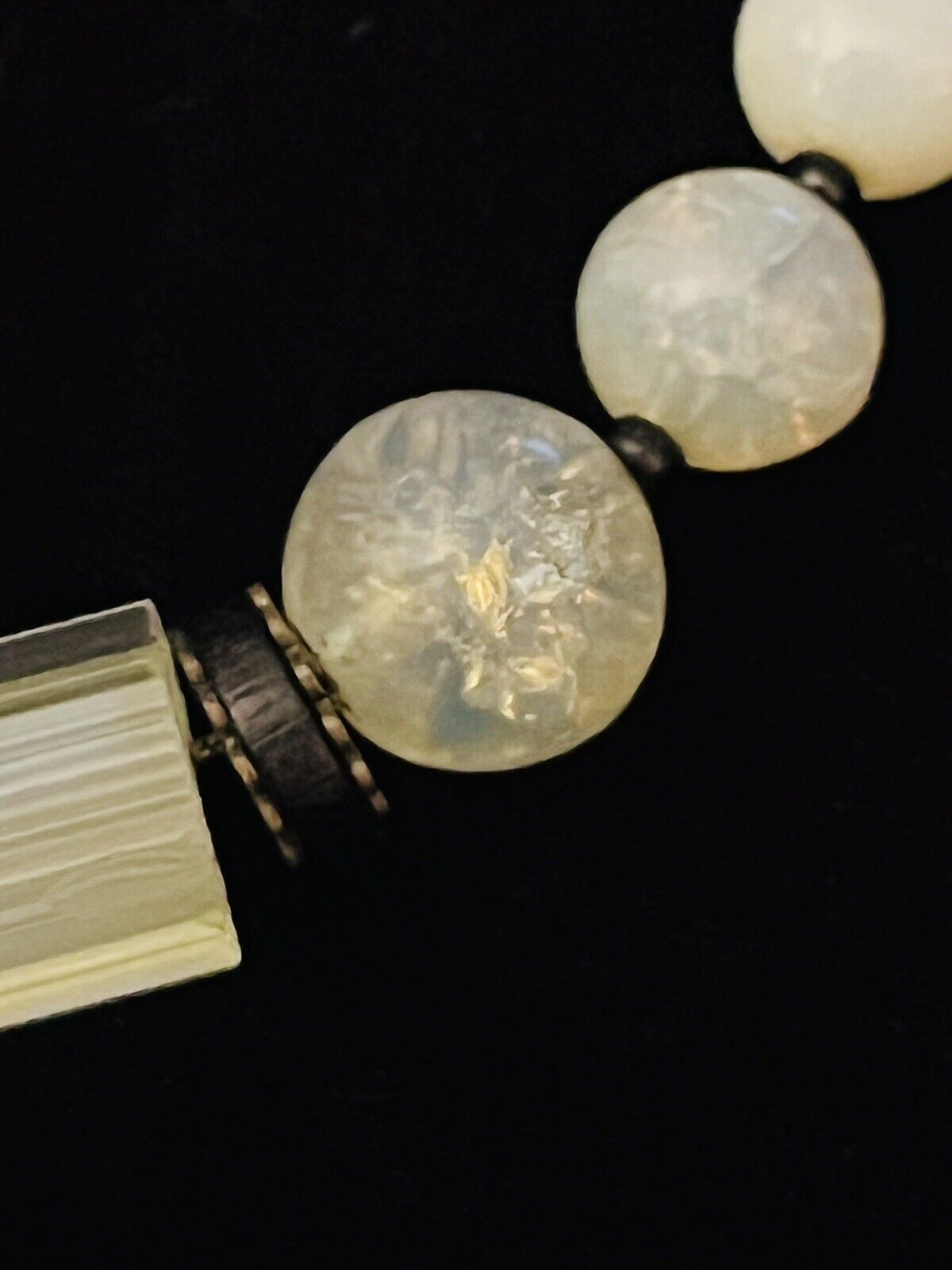 Antique Early 1900’s ART DECO Uranium CZECH Glass Bead Necklace