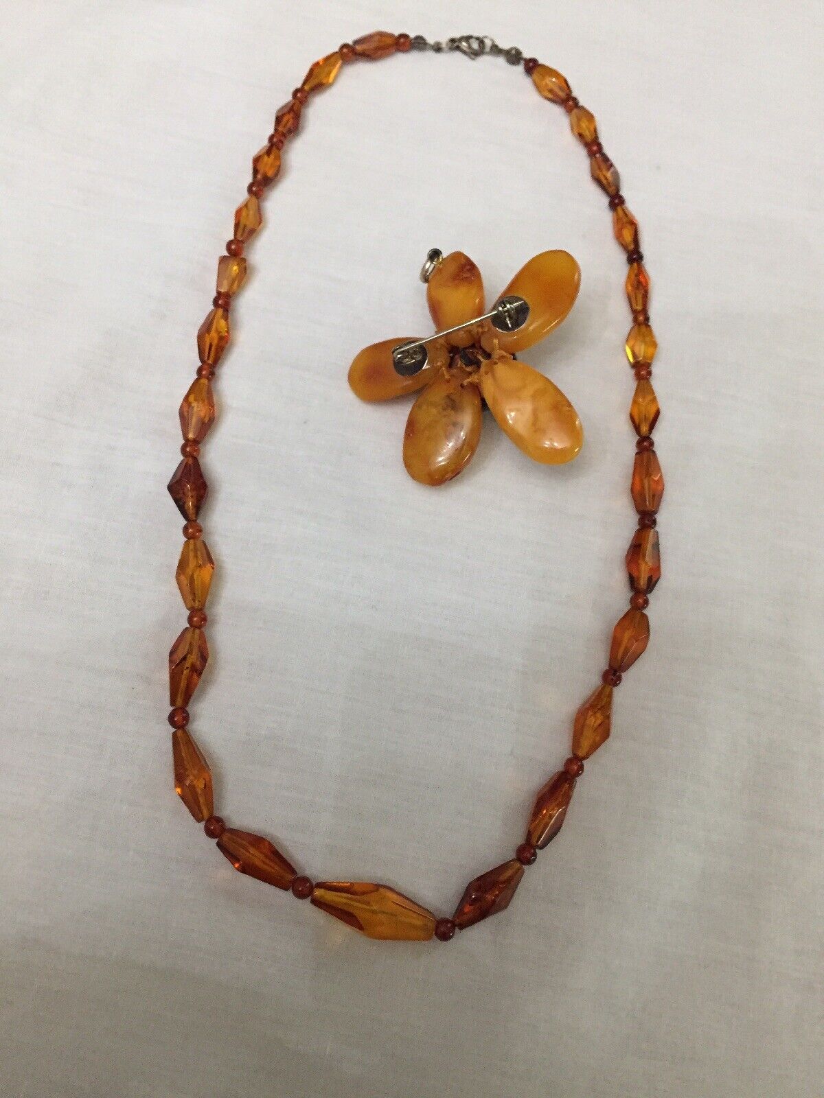 Early 1900s Beautiful Amber Necklace And Broach/Pendant