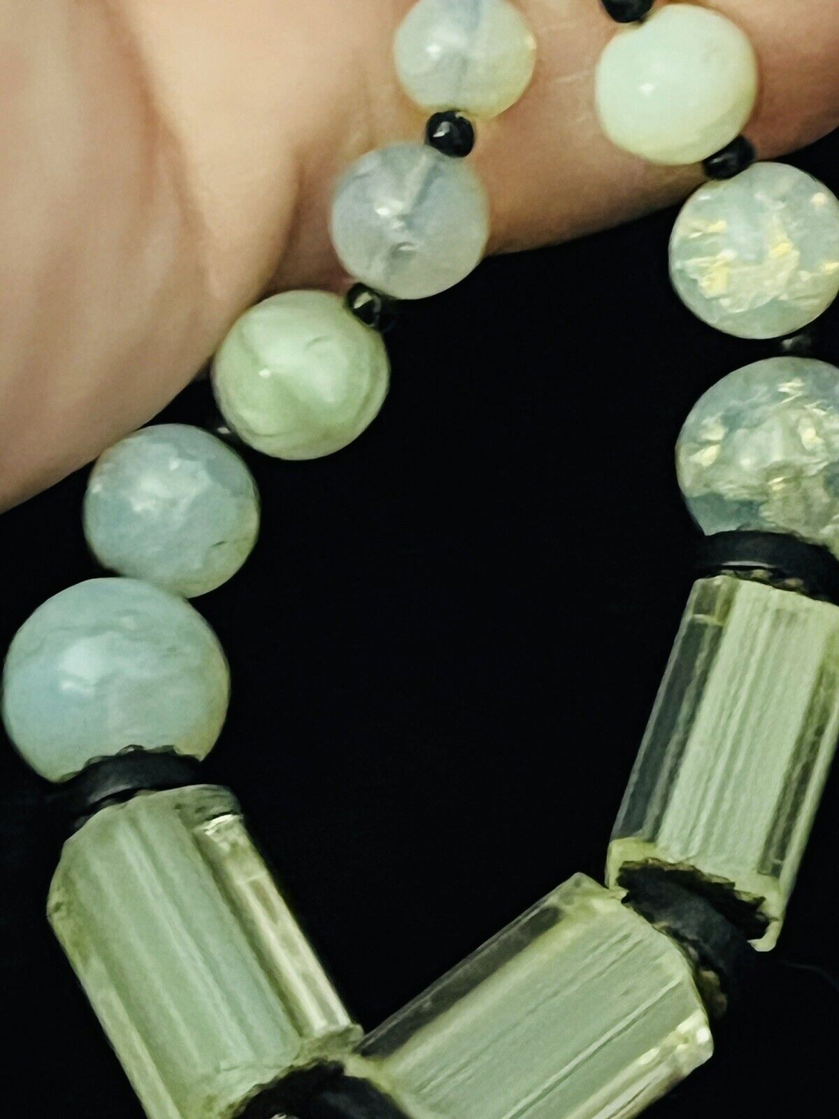 Antique Early 1900’s ART DECO Uranium CZECH Glass Bead Necklace