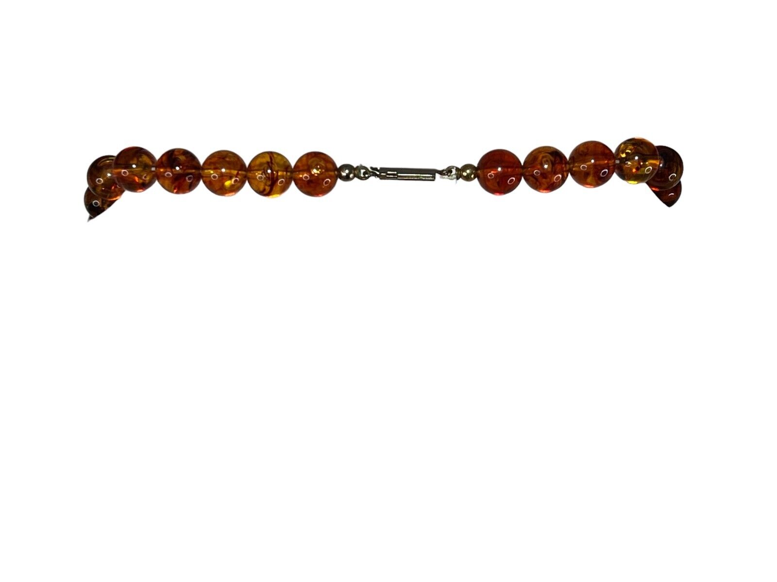 VTG Early-Mid 1900s Women Size 30in Necklace Amber Made of Lucite Old Slip Clasp