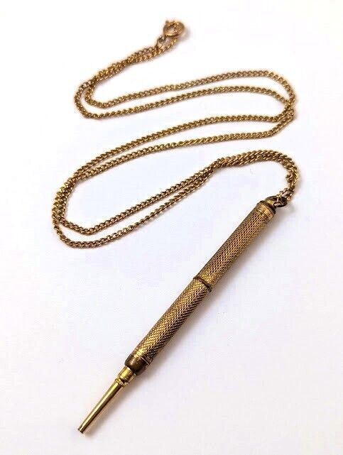Victorian Golden Pencil Necklace, 1900's, Vintage Jewelry