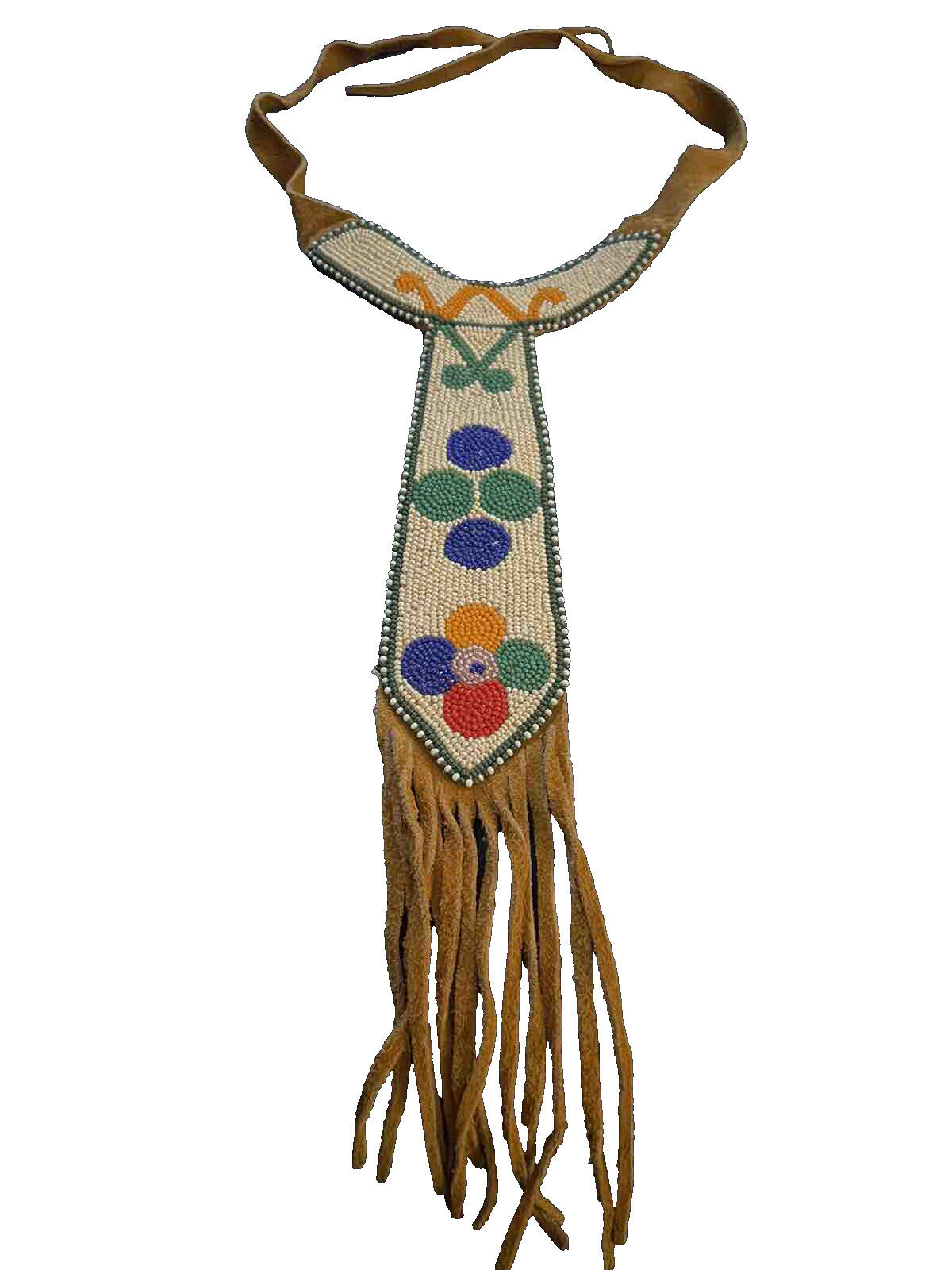 Native American Circa Early 1900’s Beaded Buckskin Necklace