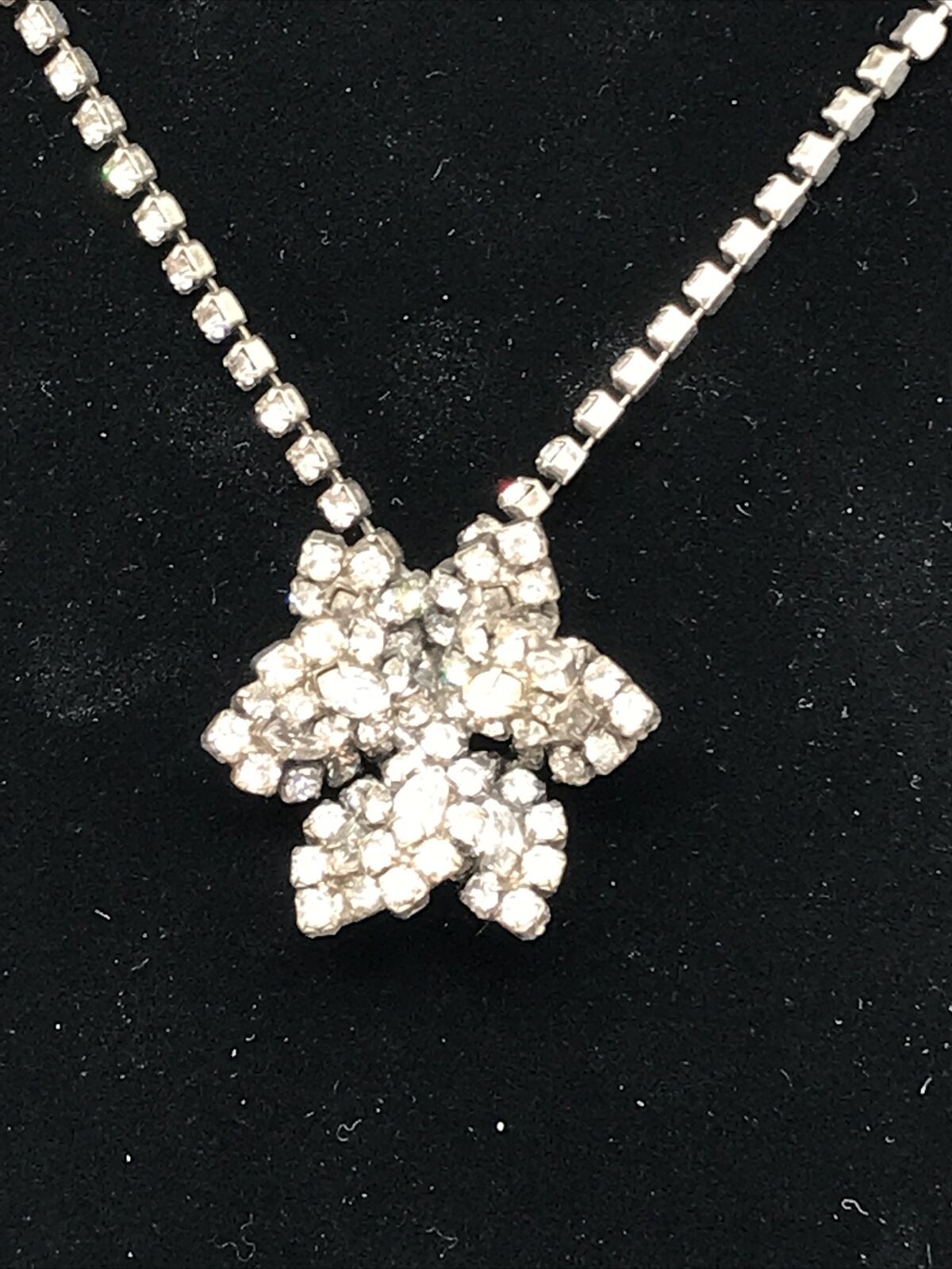 Early 1900'S Unique Rhinestone Flower Choker Necklace Hook Clasp