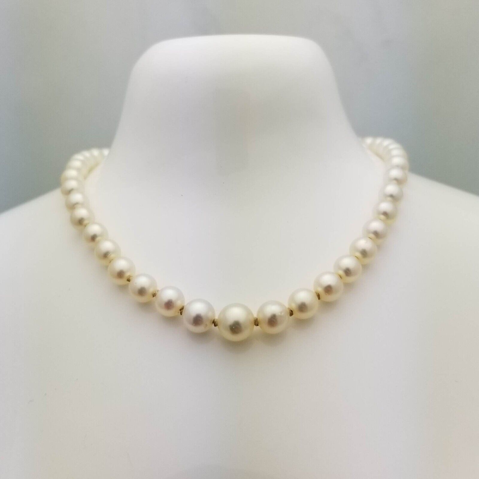 Victorian 14K Gold Graduated Pearl Single-Strand Necklace-1900s Estate-23'' L