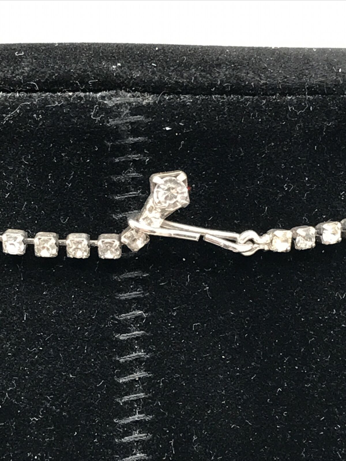 Early 1900'S Unique Rhinestone Flower Choker Necklace Hook Clasp