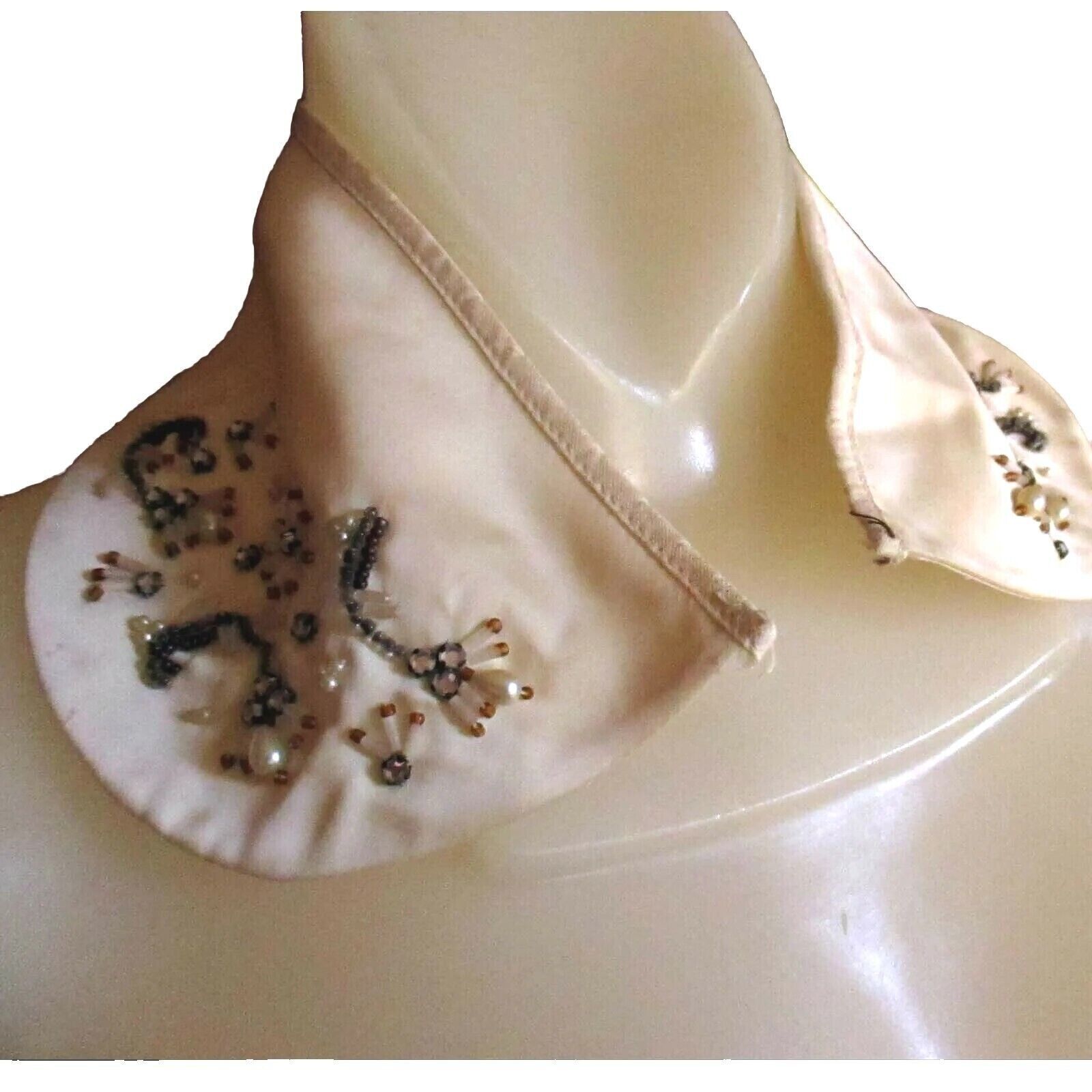 Antique 1900s Vintage Beaded Collar ~ Pearl GLass Rhinestone Beads Choker ~