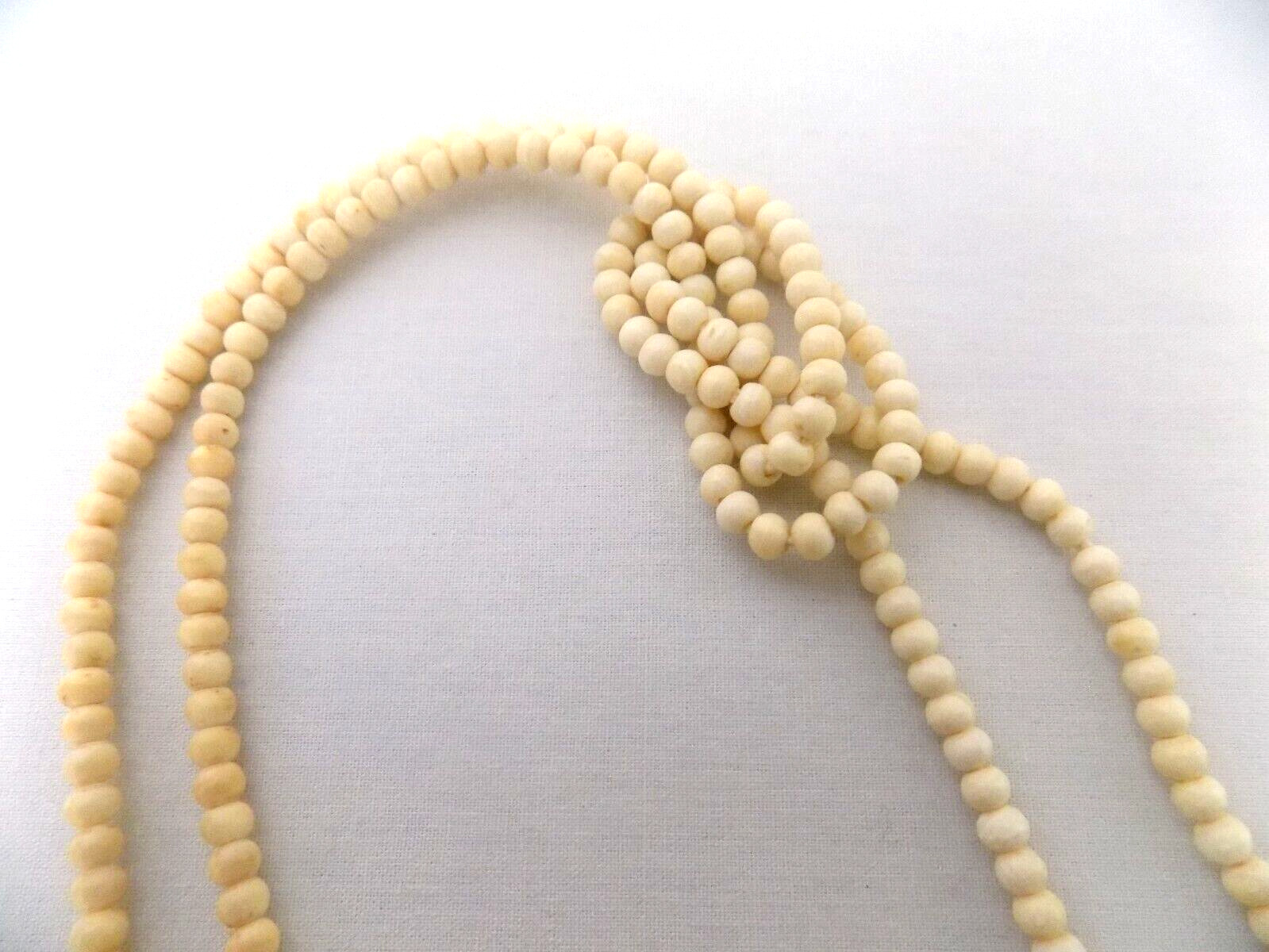 Antique Early 1900s Bead & Flower Lariat Style Necklace W/Barrel Clasp