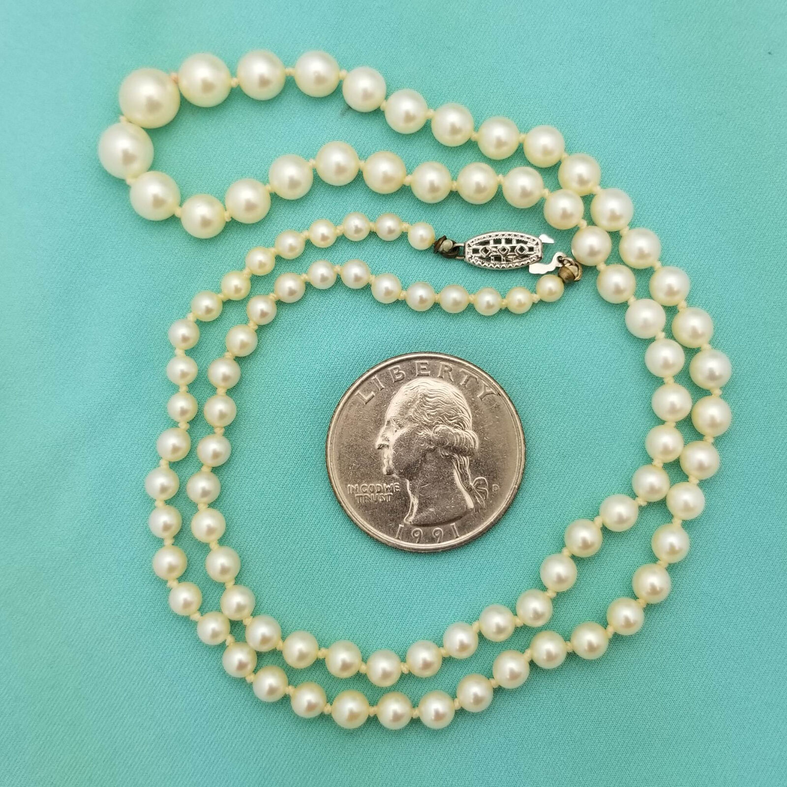 Victorian Graduated Akoya Pearl Single-Strand Necklace-1900s-Natural-20.5''
