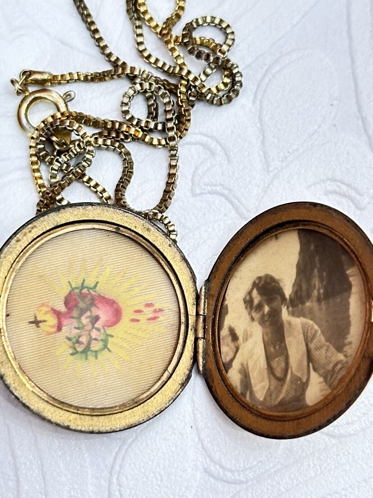 VTG Early 1900s Antique Jewelry Locket Pendant Necklace Monogrammed Photo 1813 R