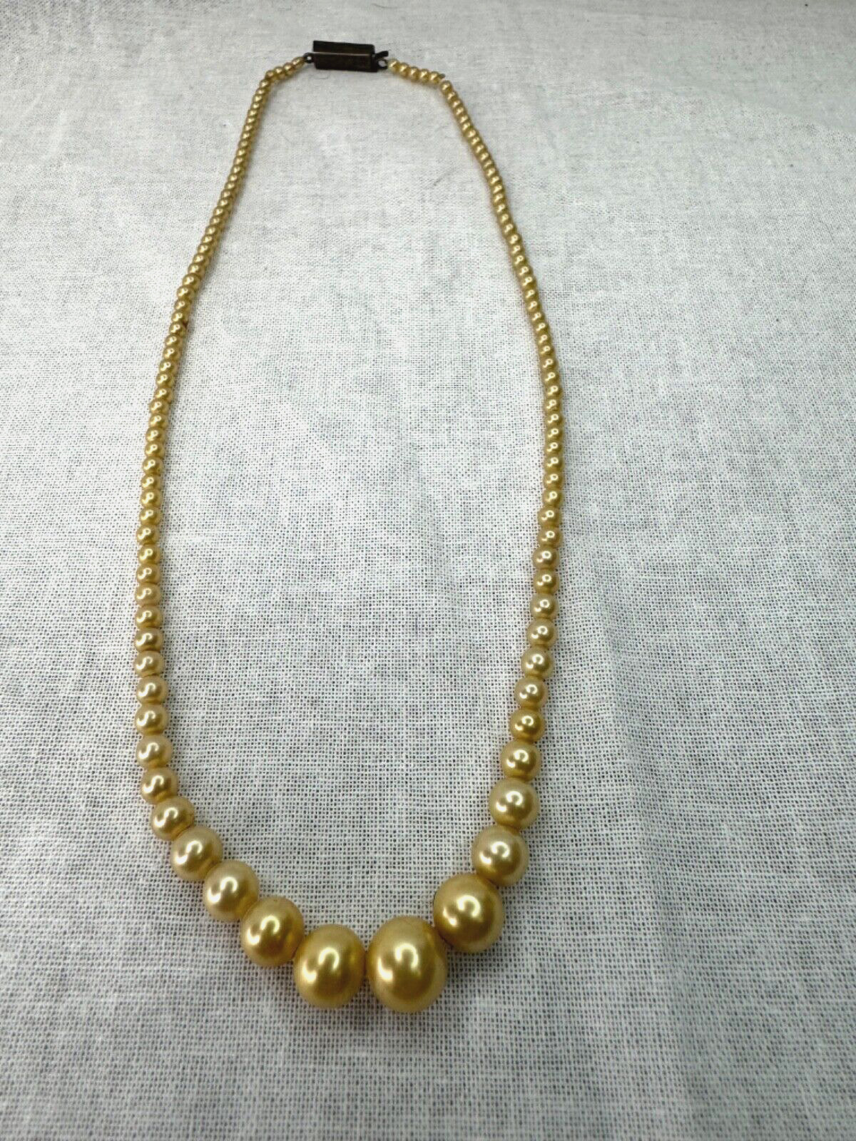 Vintage Early 1900's Faux Pearl Choker Necklace With Rhinestone Clasp