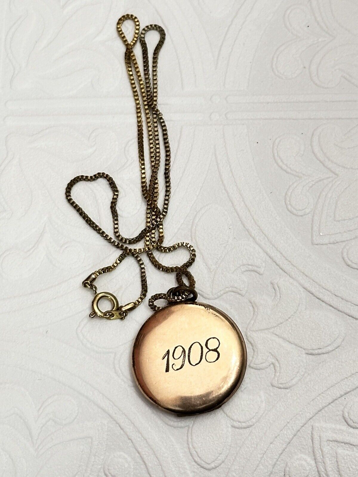 VTG Early 1900s Antique Jewelry Locket Pendant Necklace Monogrammed Photo 1813 R