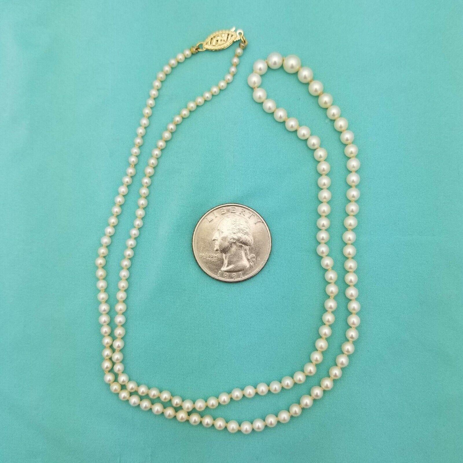 Victorian 14K Gold Graduated Pearl Single-Strand Necklace-1900s Estate-23'' L