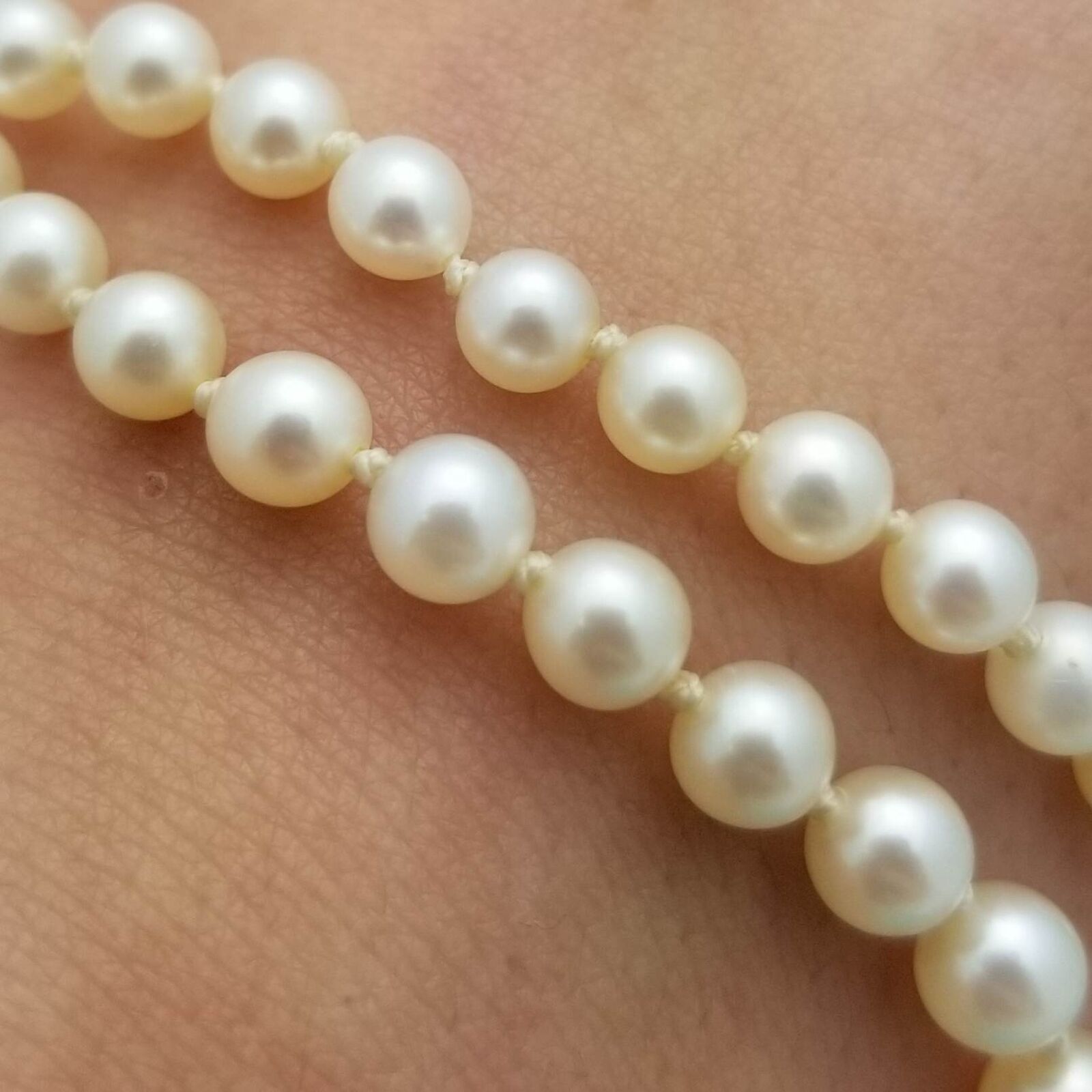 Victorian Graduated Akoya Pearl Single-Strand Necklace-1900s-Natural-20.5''