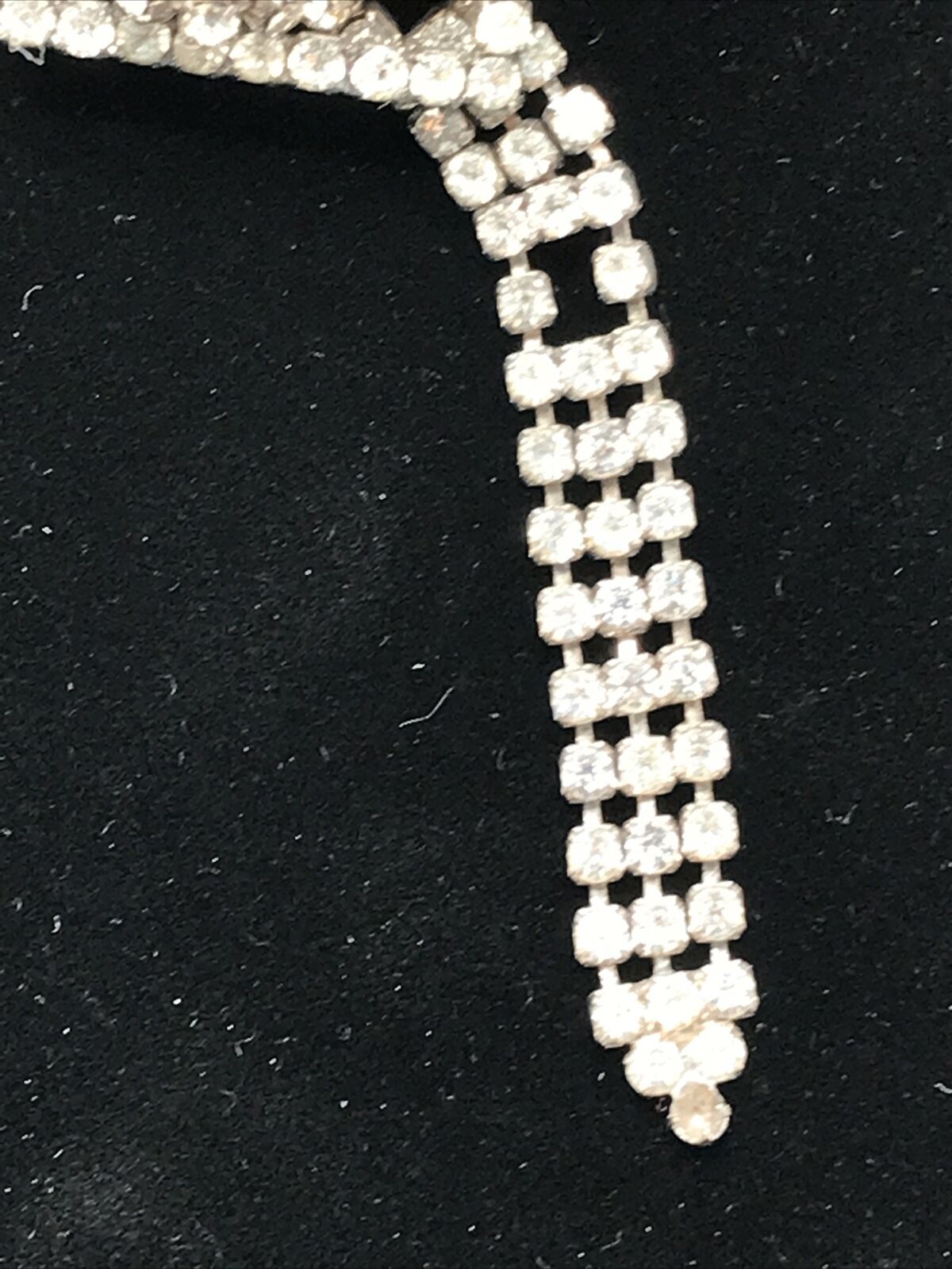 Early 1900'S Antique Belt Choker Necklace Rhinestone Tip
