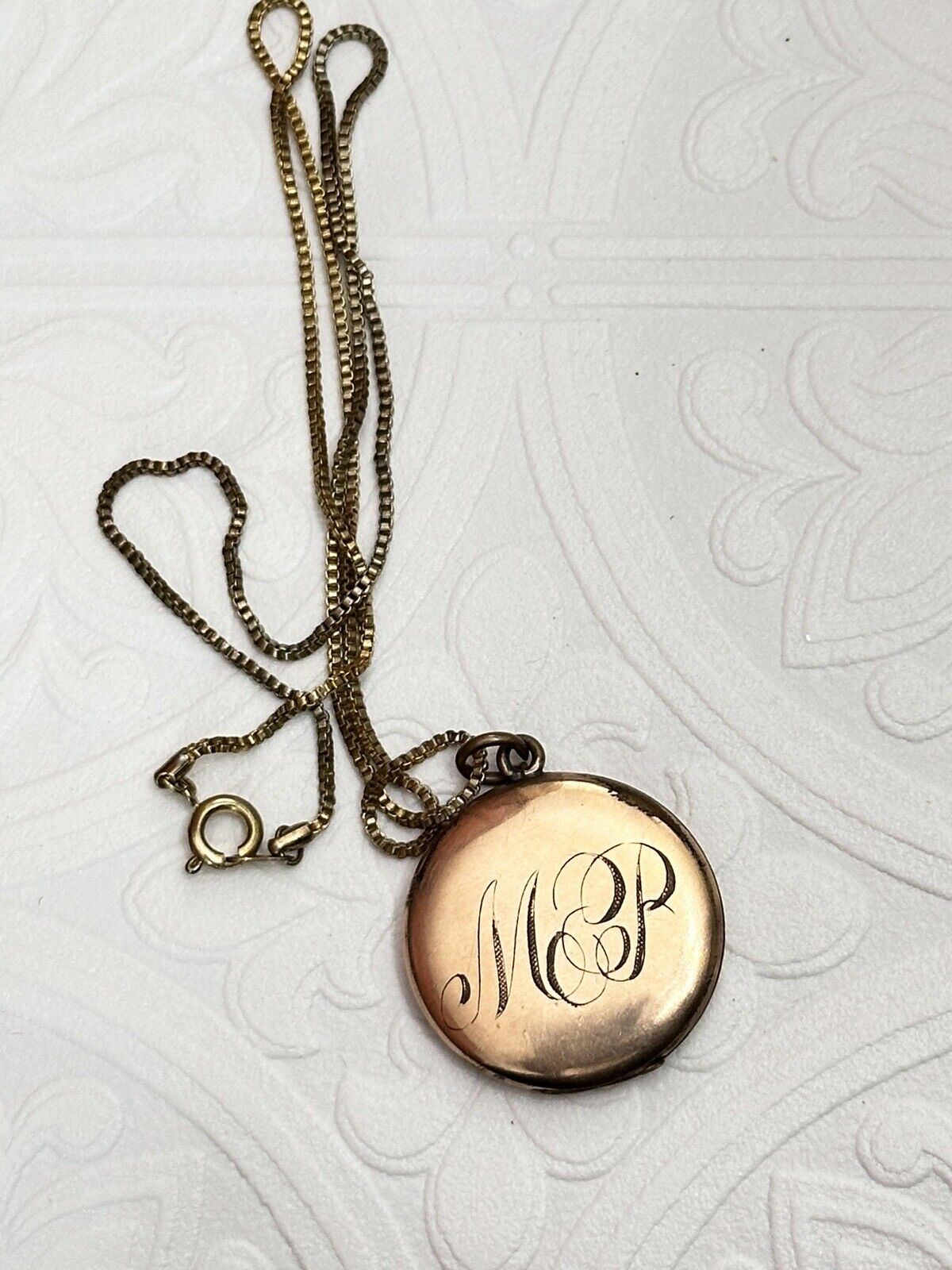 VTG Early 1900s Antique Jewelry Locket Pendant Necklace Monogrammed Photo 1813 R