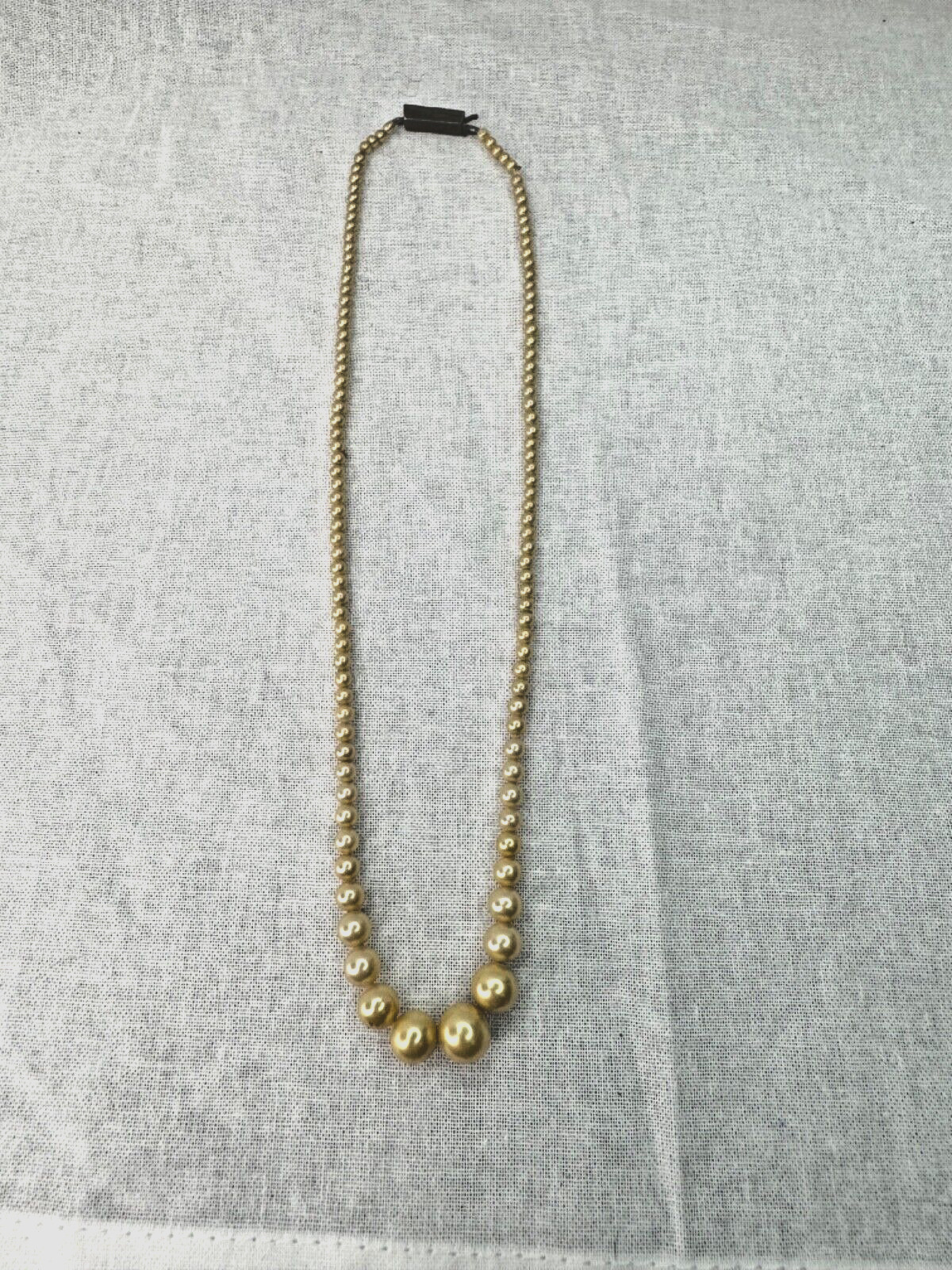 Vintage Early 1900's Faux Pearl Choker Necklace With Rhinestone Clasp