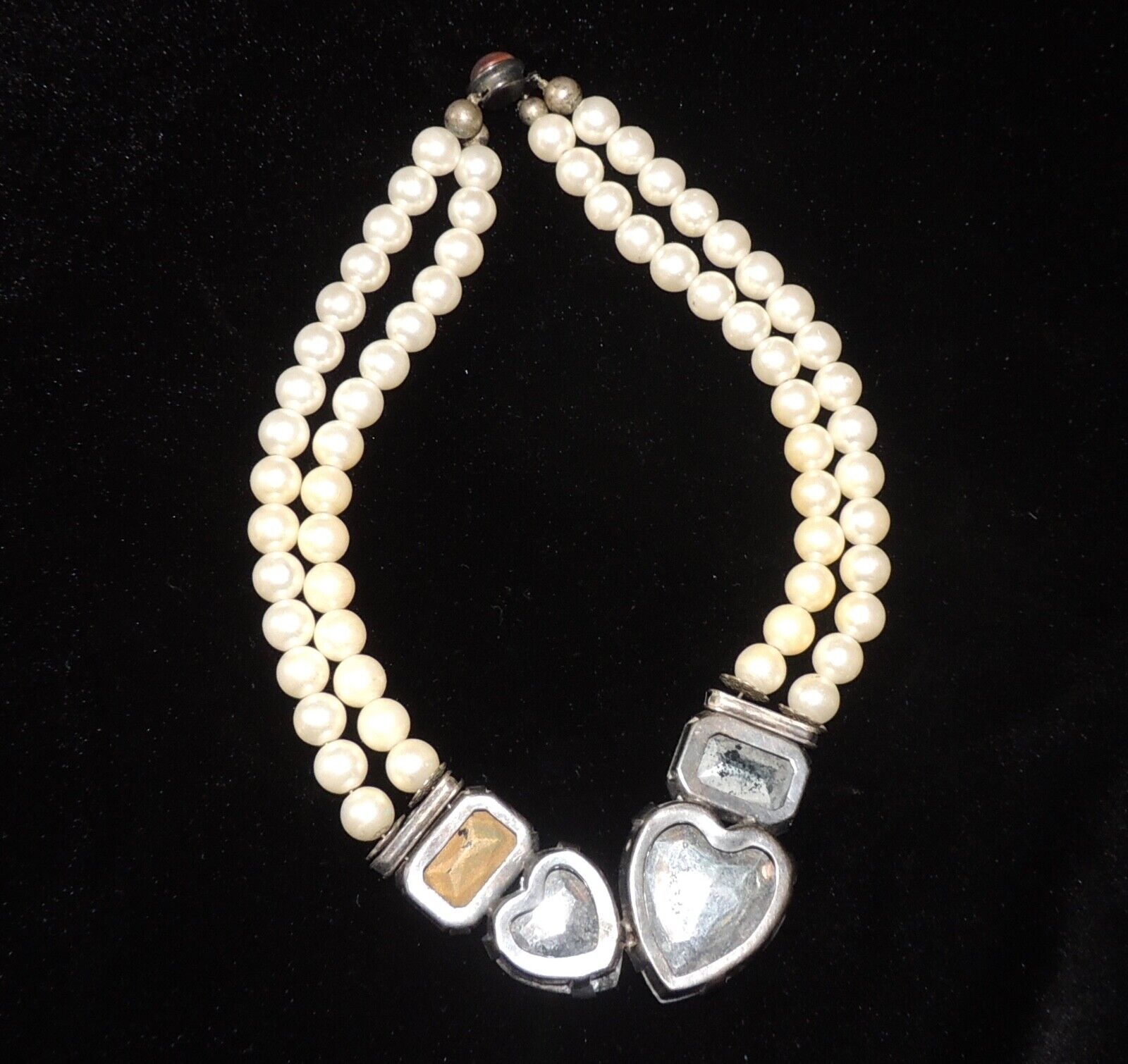 Stunning Antique early 1900's necklace MOP? with large glass