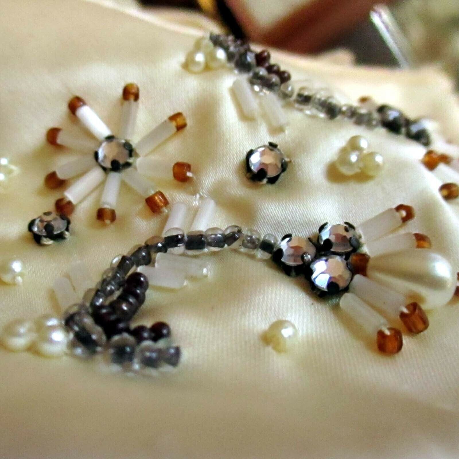 Antique 1900s Vintage Beaded Collar  ~ Pearl GLass Rhinestone Beads Choker ~