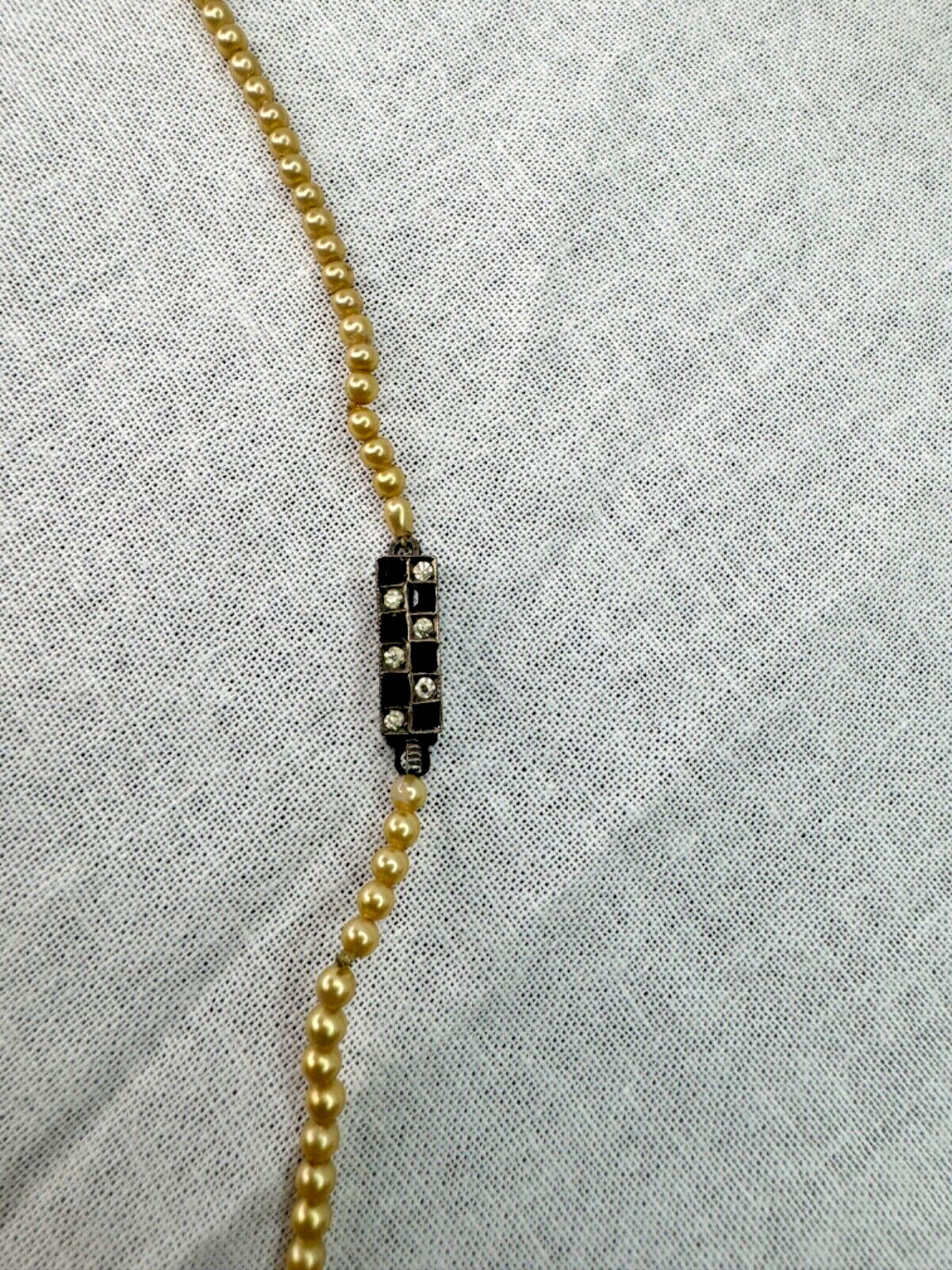 Vintage Early 1900's Faux Pearl Choker Necklace With Rhinestone Clasp