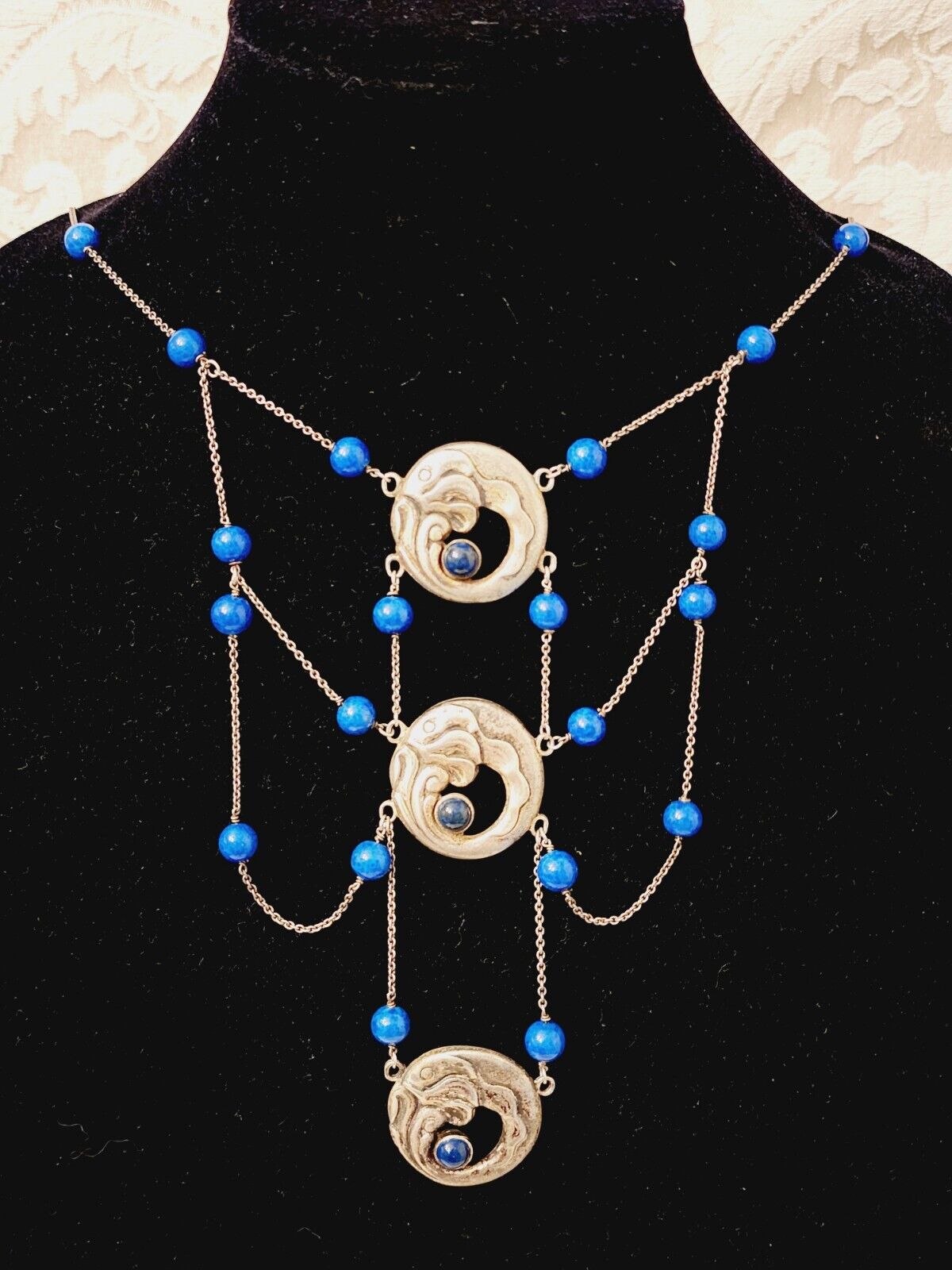 THE BEST 1900s FESTOON drop STERLING SILVER Norseland NECKLACE