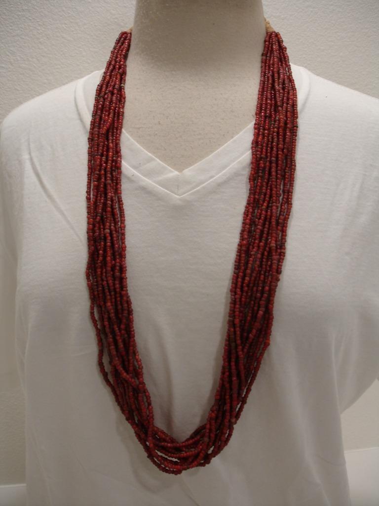 India Burma Myanmar Konyak Naga People's White Heart Beads Necklace Vtg 1900's