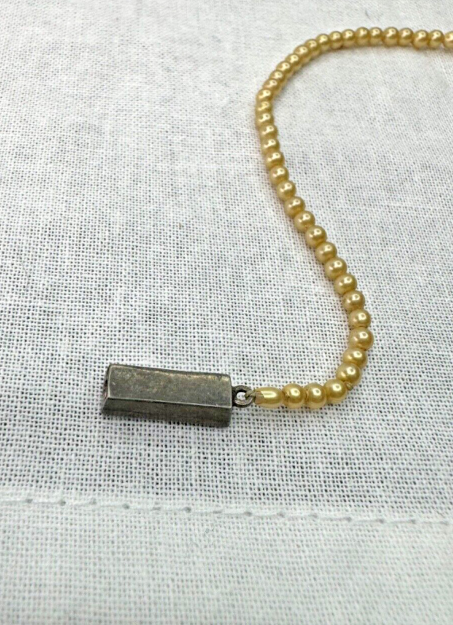 Vintage Early 1900's Faux Pearl Choker Necklace With Rhinestone Clasp